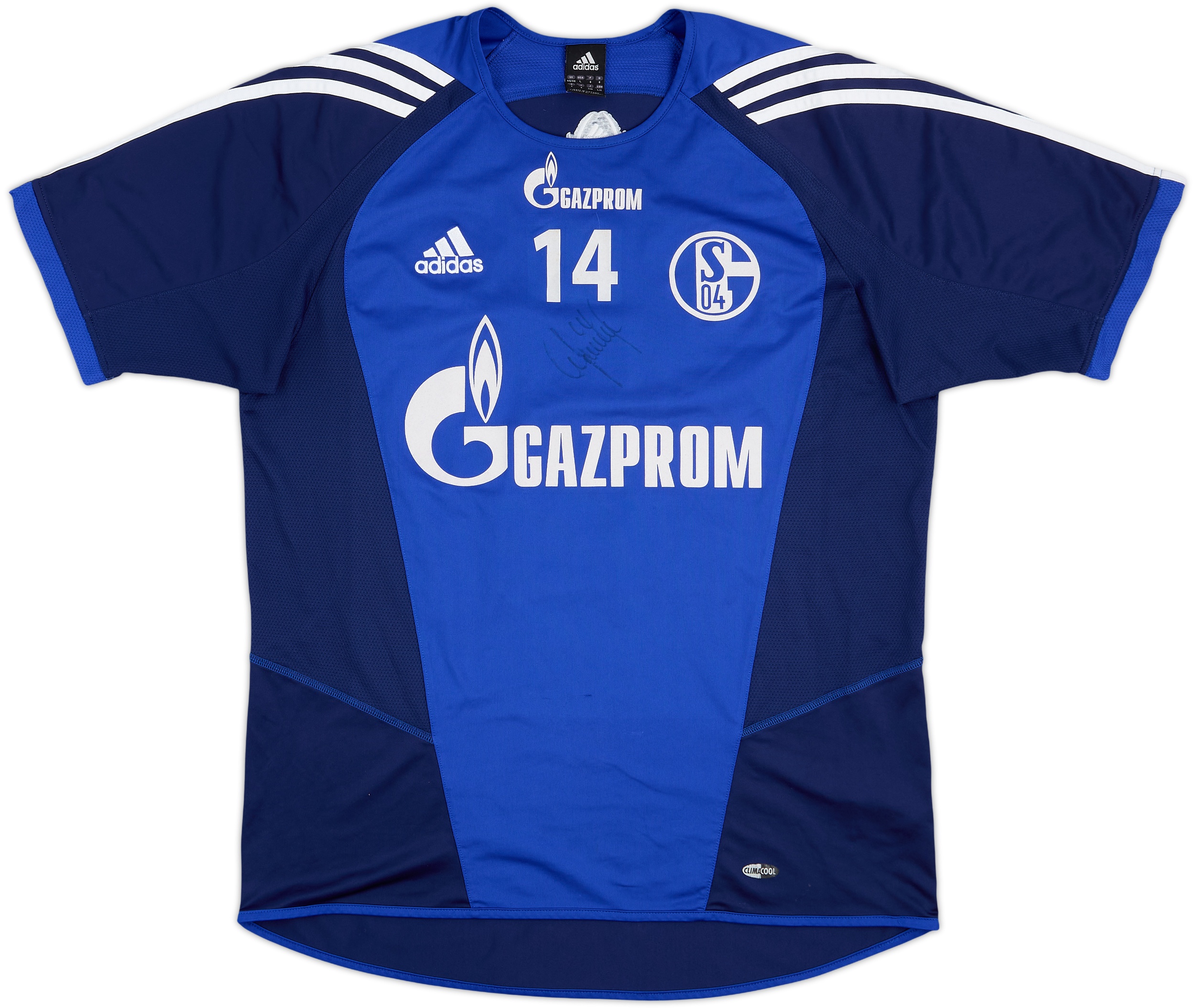 2004-05 Schalke Player Issue adidas Signed Training Shirt #14 - 6