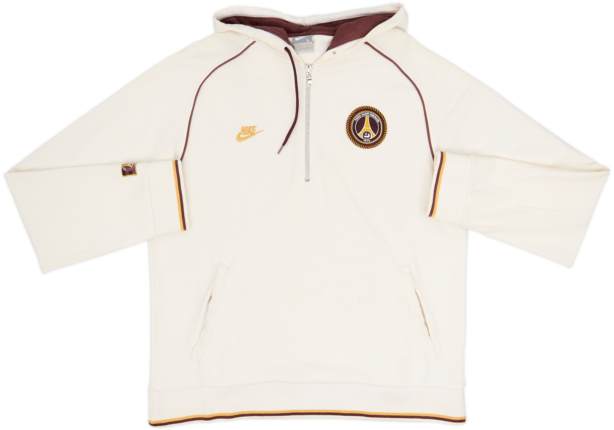 2006-07 Paris Saint-Germain Nike 1/4 Zip Hooded Sweat Top - 7/10 - (L)