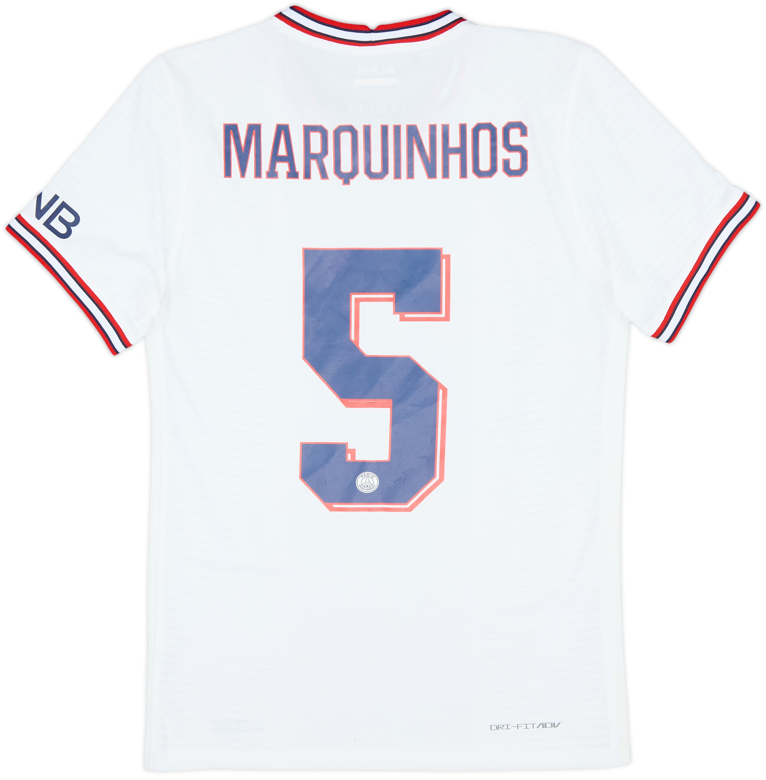 Paris Saint-Germain x Jordan Fourth Vapor Match Shirt 2021-22 with Marquinhos 5
