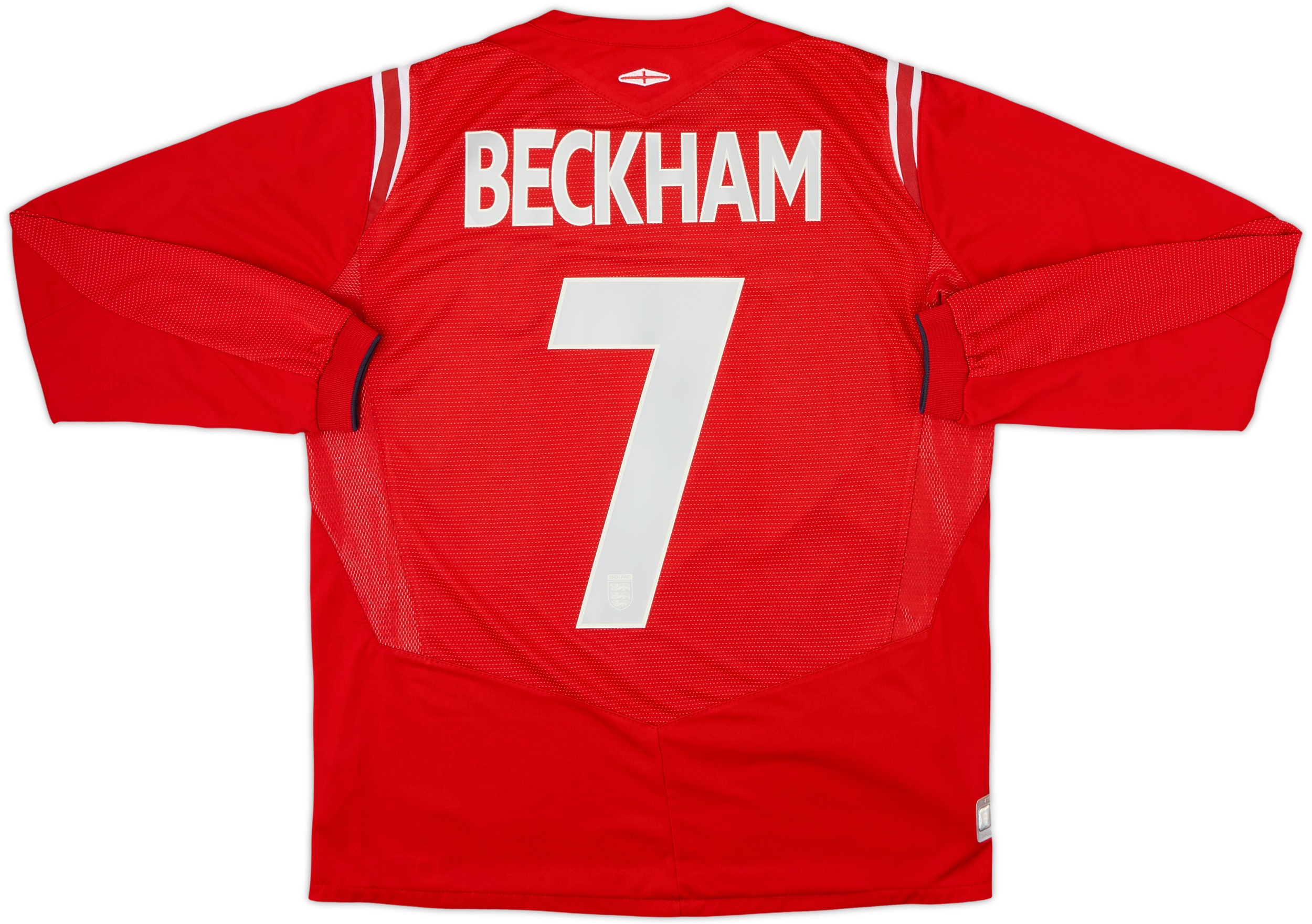 2004-06 England Away L/S Shirt Beckham #7 - 8/10 - (Women's L)