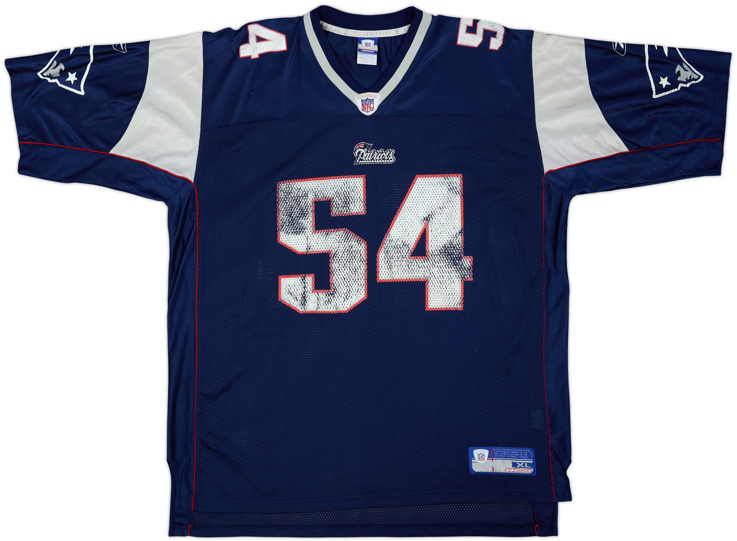 REEBOK EQUIPMENT ON FIELD PLAYERS Tシャツ 2002-04 New England Patriots Bruschi #54 Reebok On Field Home