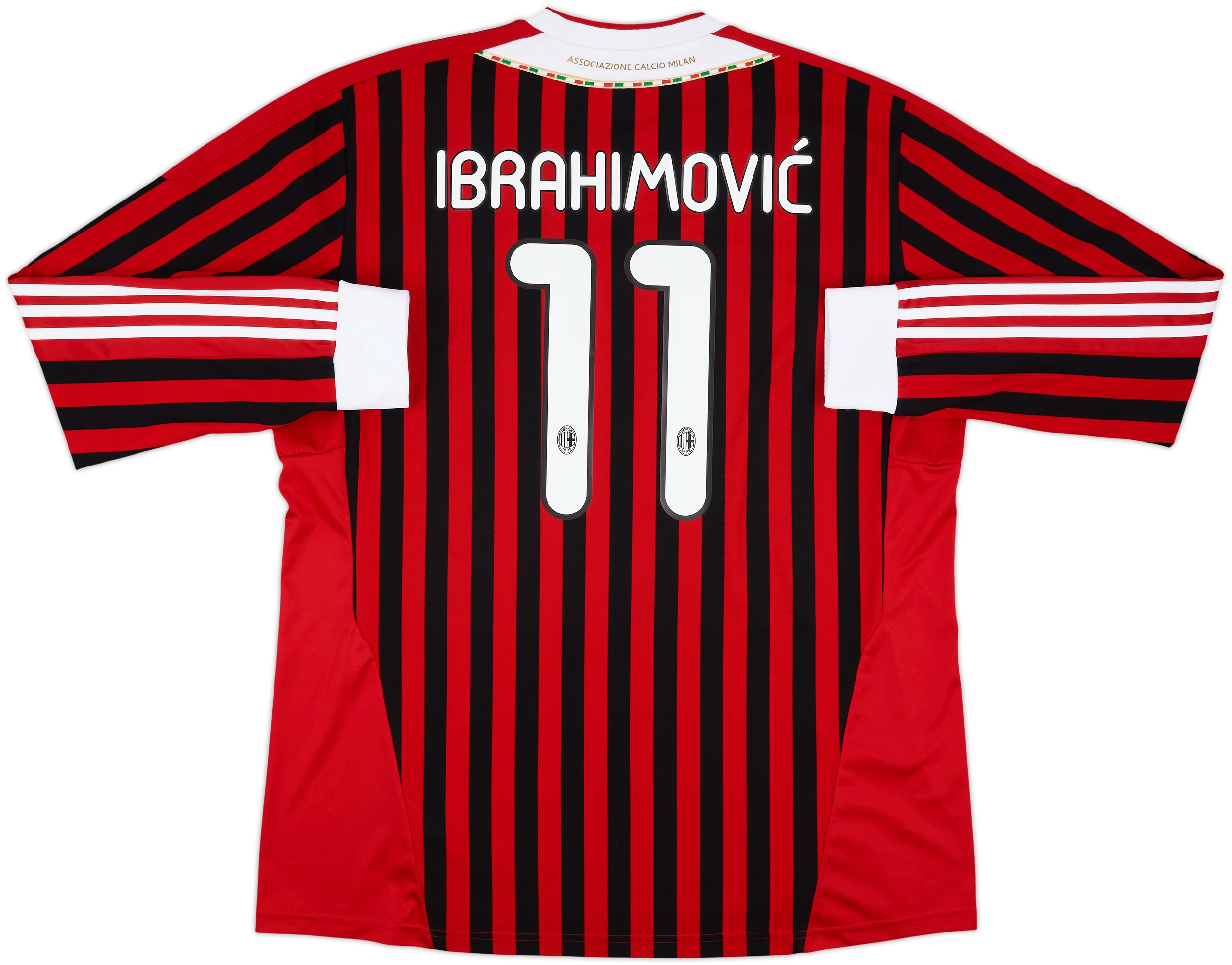 2011-12 AC Milan Home L/S Shirt Ibrahimovic #11 - 10/10 - (XXL)