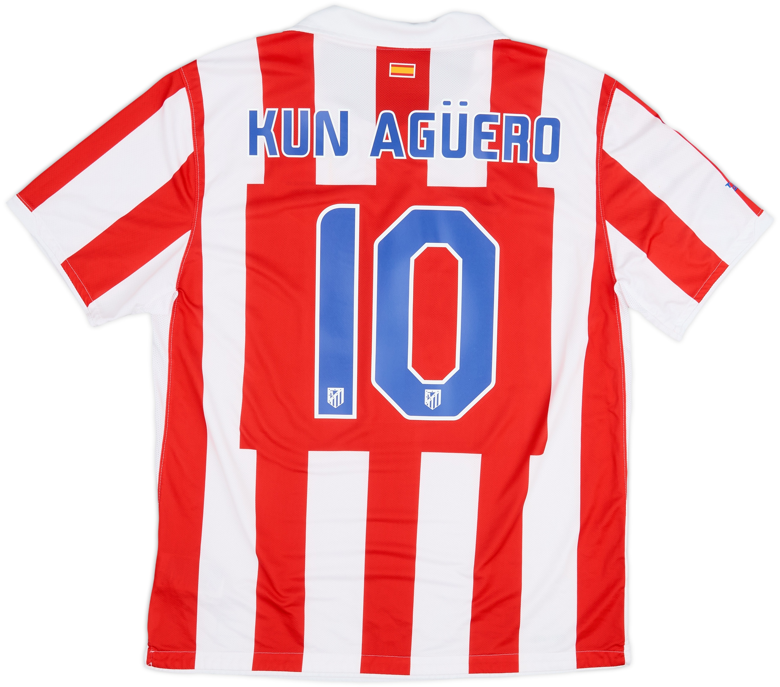 2010-11 Atletico Madrid Home Shirt Kun Aguero #10 - 8/10 - (XL)