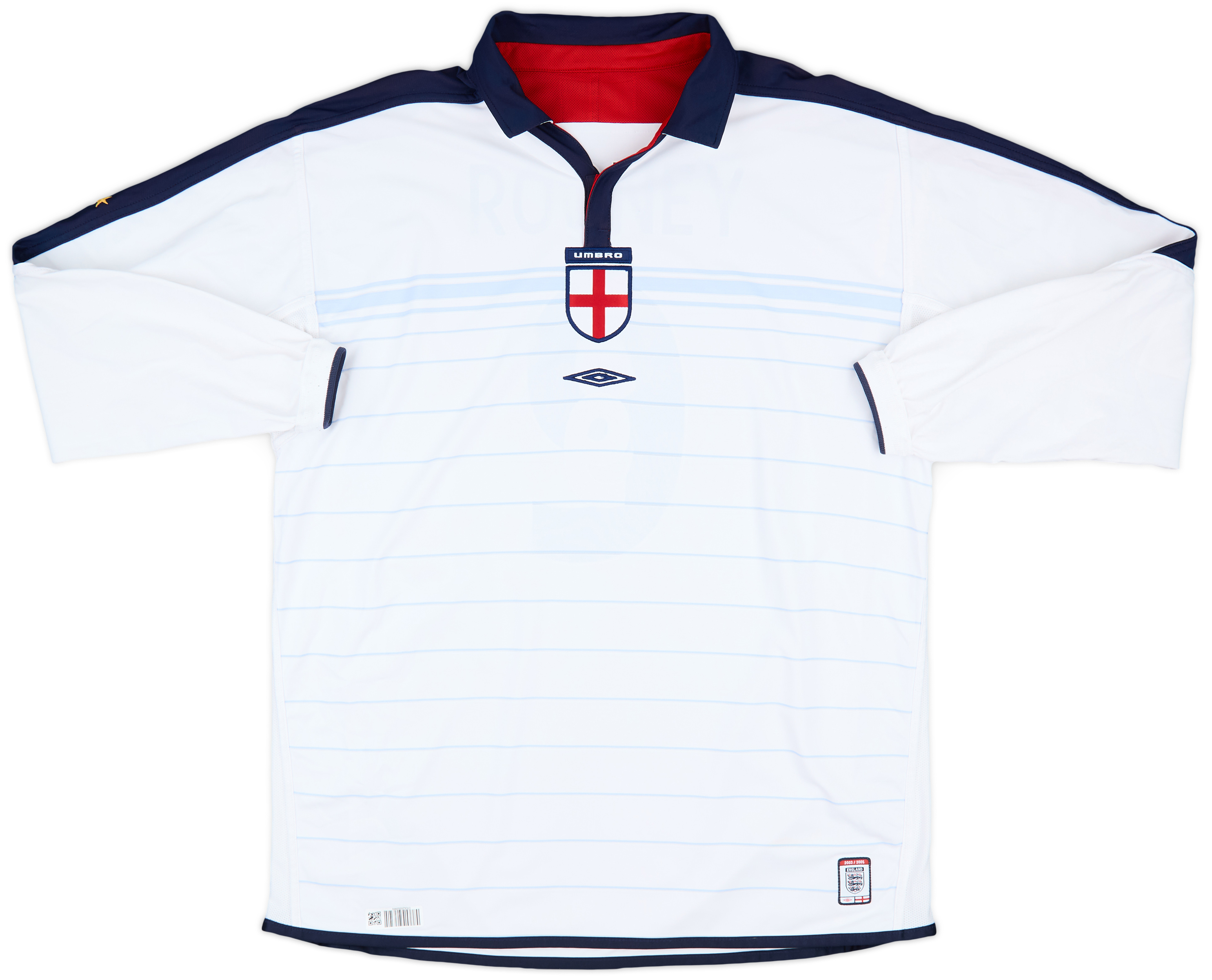 2003-05 England Home L/S Shirt Rooney #9 - 8/10 - (XL)