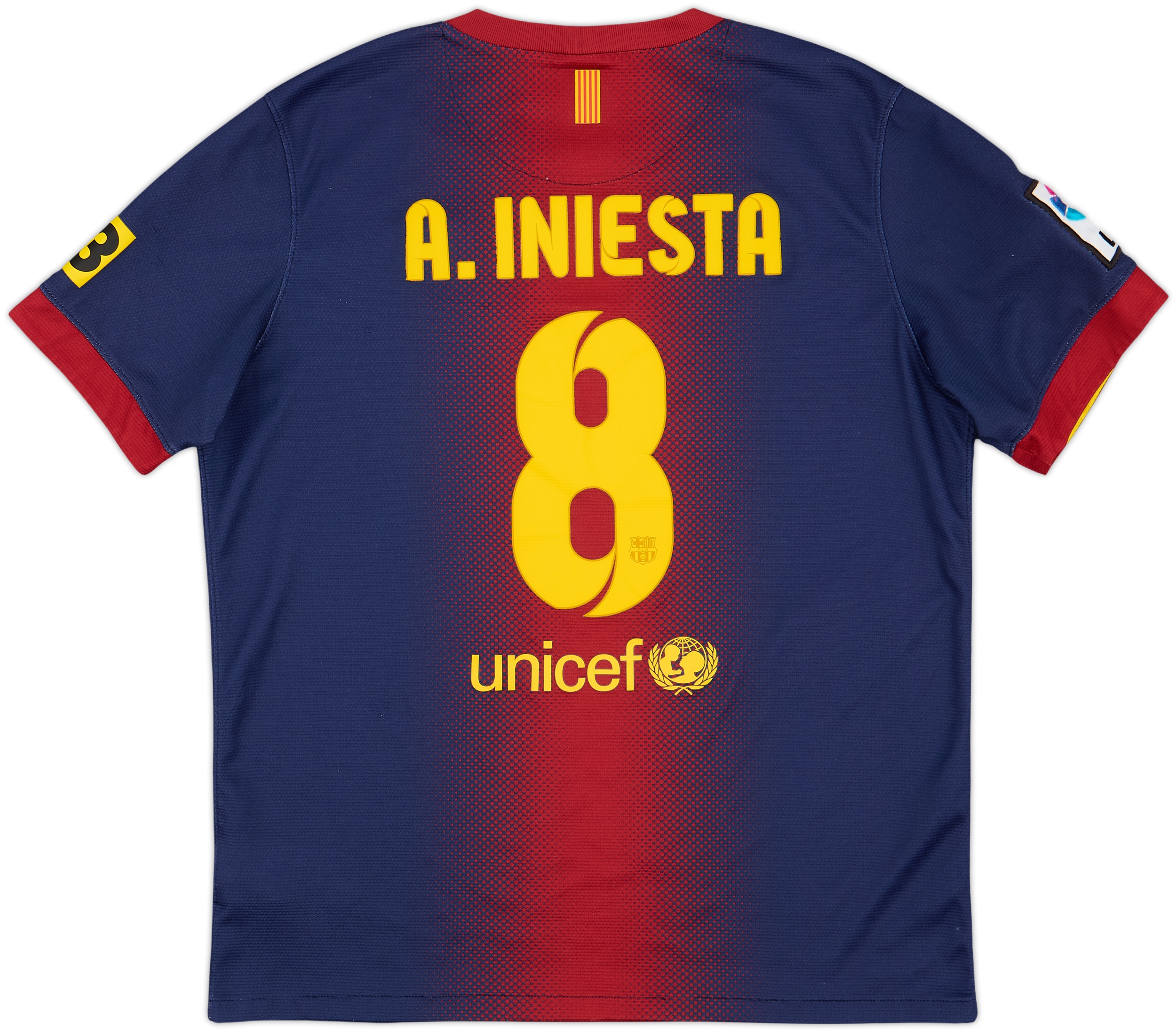 2012-13 Barcelona Home Shirt A. Iniesta # 8 - 6/10 - (XL.Boys)