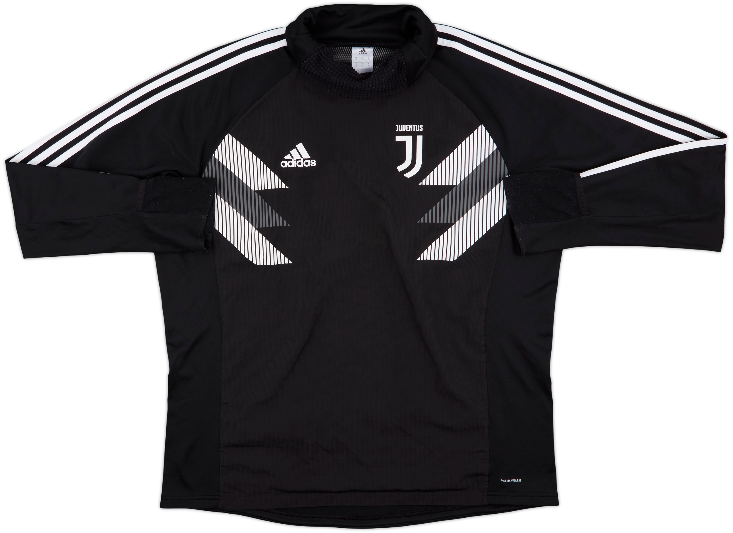 Juventus サッカージャージ 黒白ストライプ 2018-19 Juventus adidas Sweat Top - 9/10 - (XL)