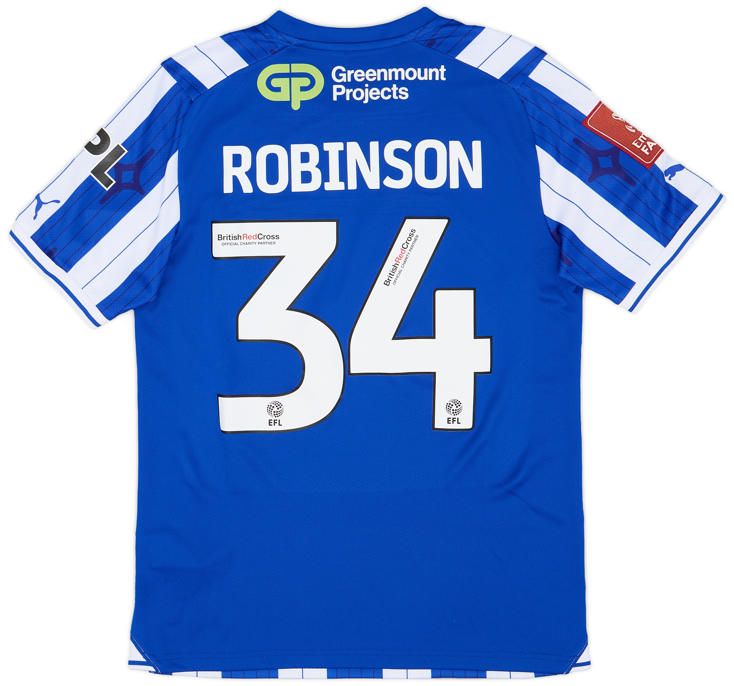 2023-24 Wigan FA Cup Match Issue Home Shirt Robinson #34