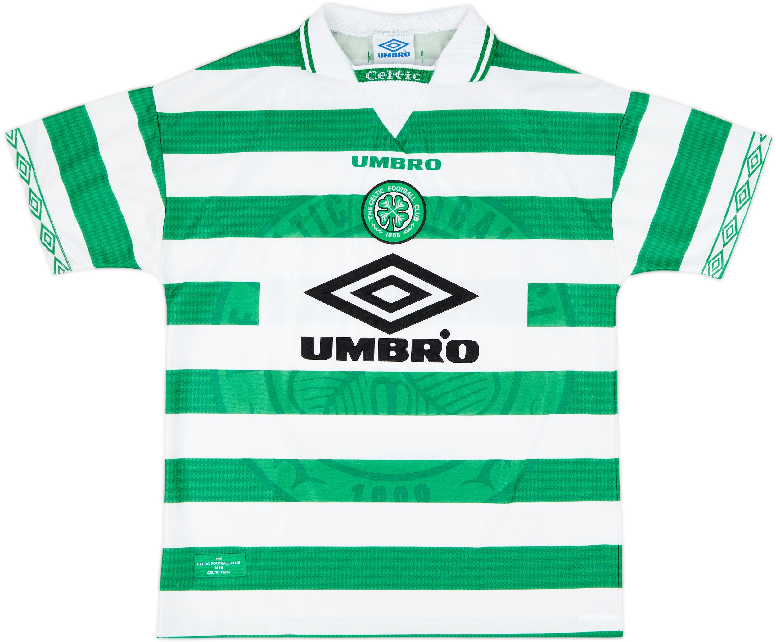 ウェア Celtic 1998/99 Home Uniform #7 LARSSON 1997-99 Celtic Home Shirt Larsson #7 - 9/10 - (L)