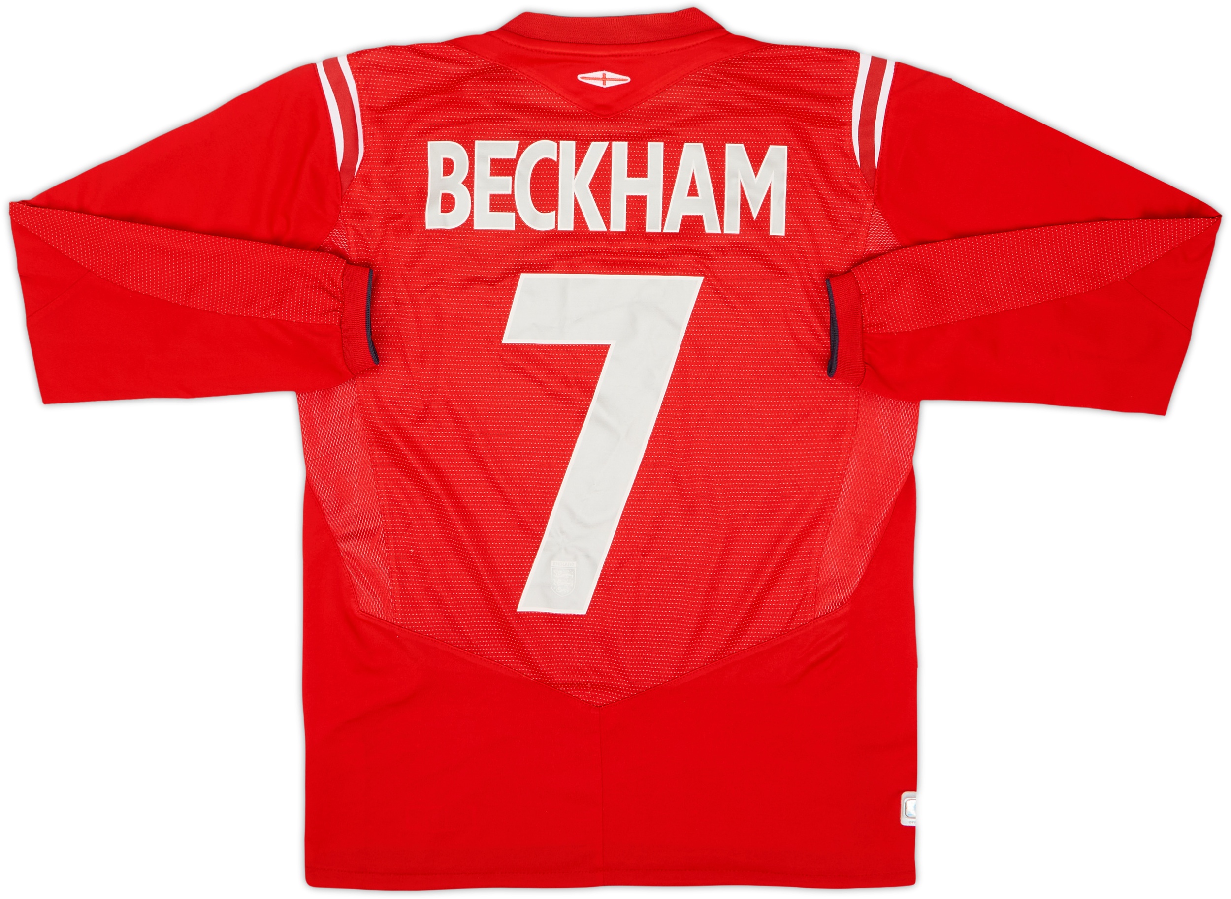 2004-06 England Away L/S Shirt Beckham #7 - 8/10 - (XL.Boys)