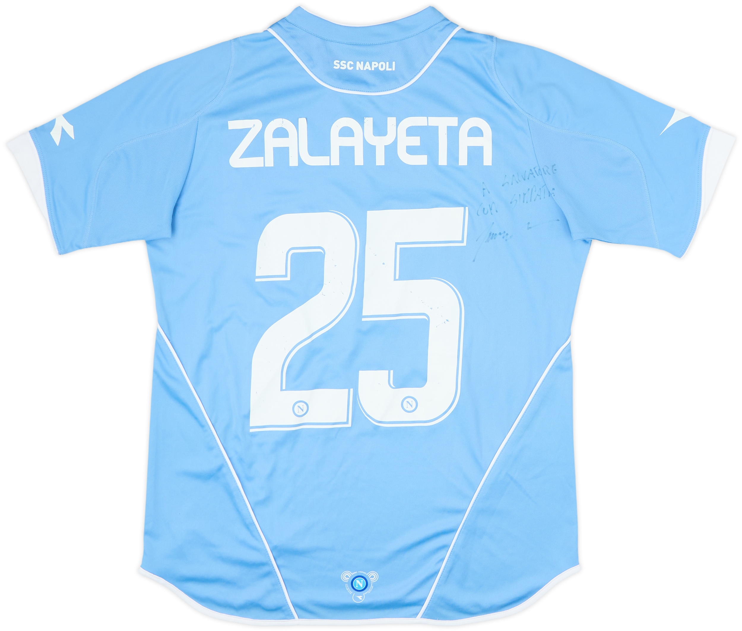 2007-08 Napoli Signed Home Shirt Zalayeta #25 - 5/10 - (M)