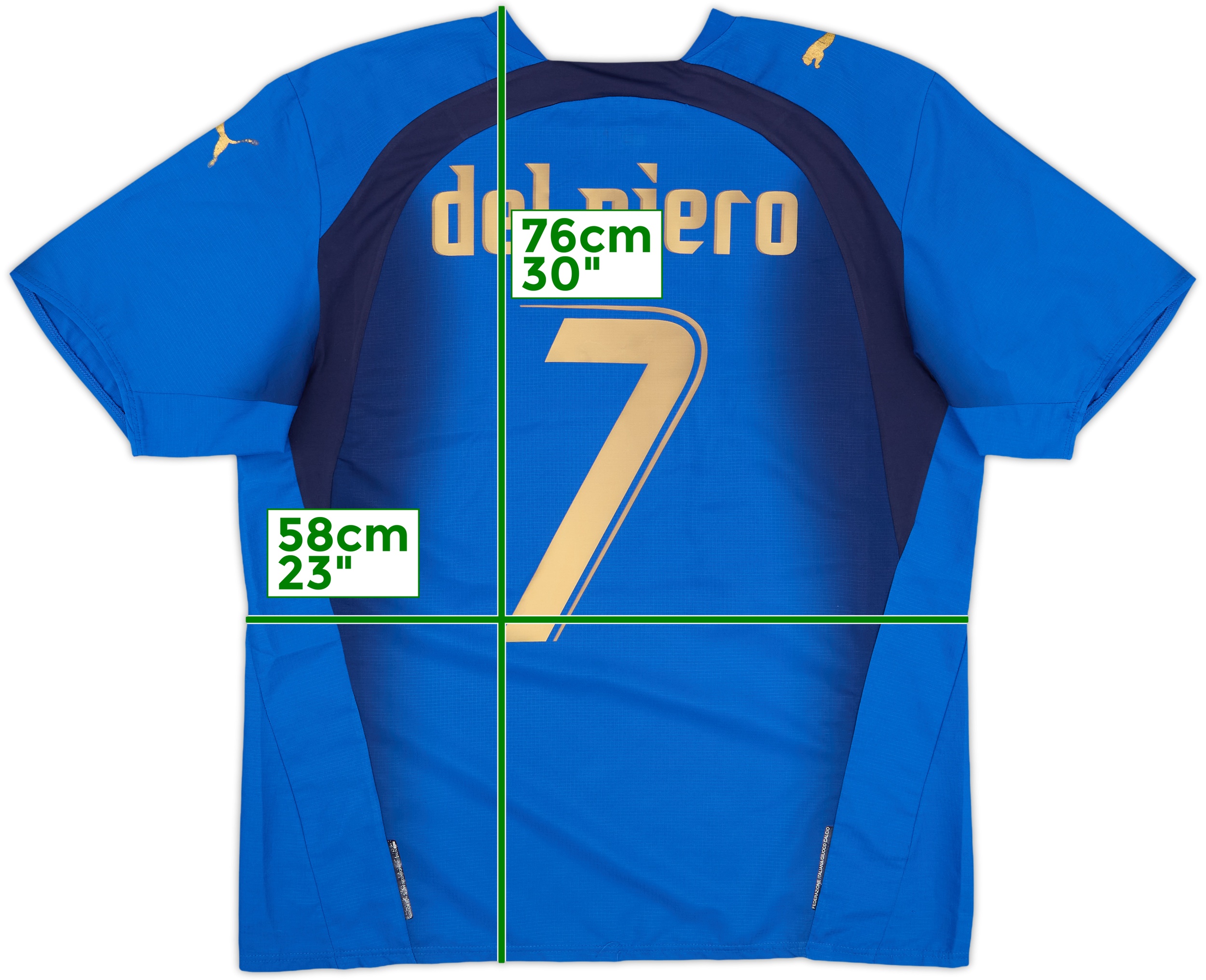 イタリア代表 DEL PIERO 7 サッカーシャツ Italia ALESSANDRO DEL PIERO No. 7 Soccer Large Jersey Blue