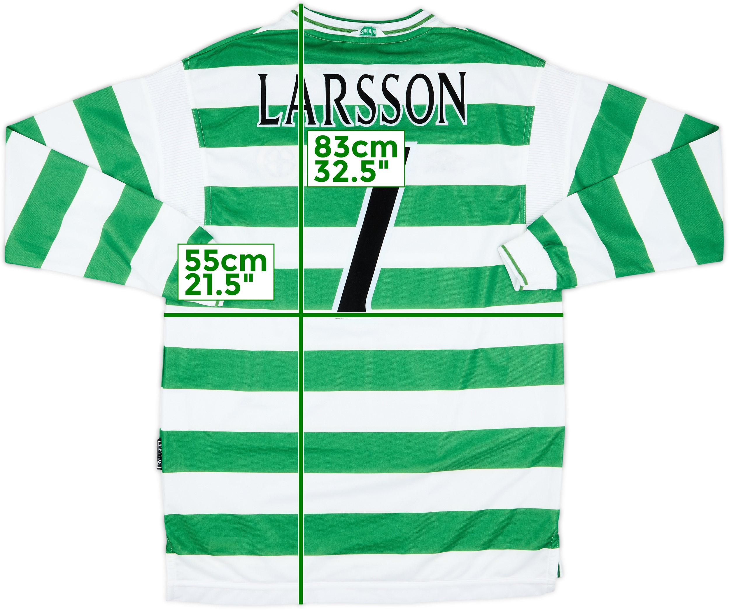ウェア Celtic 1998/99  Uniform #7 LARSSON 1999-01 Celtic Signed Home L/S Shirt Larsson #7