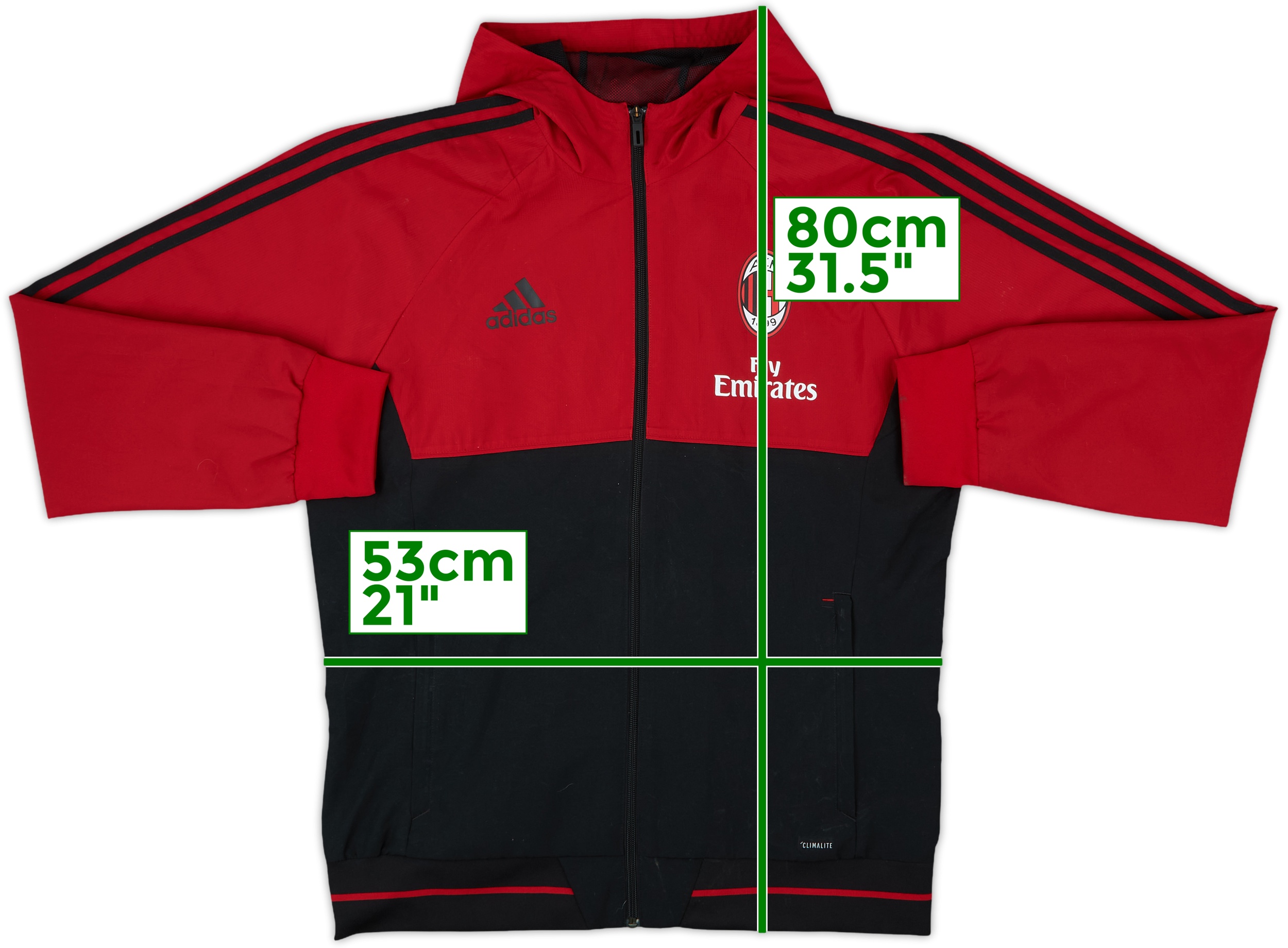 2017-18 AC Milan adidas Hooded Track Jacket - 8/10 - (L)