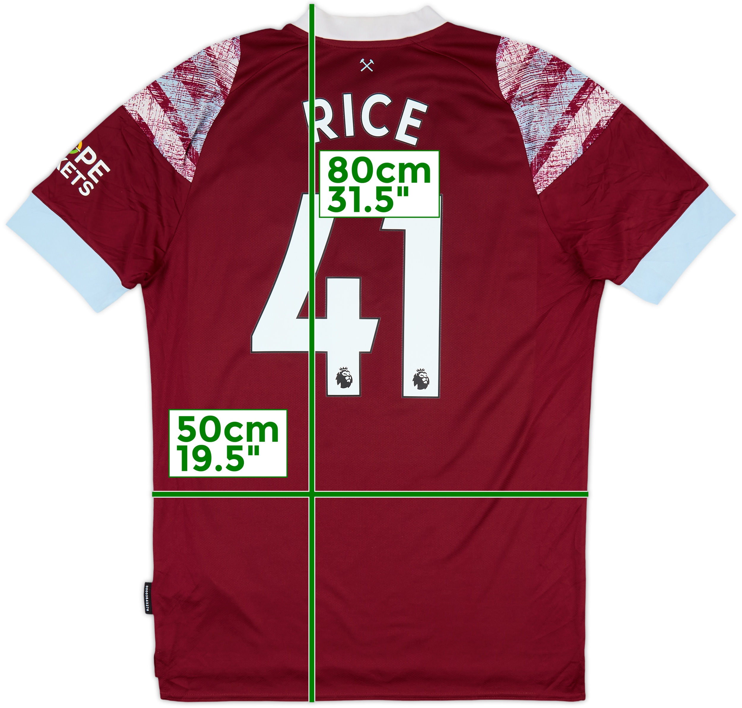 ウェストハムユナイテッド ライス 41 2022/23シーズンホームユニフォーム 2022-23 West Ham Home Shirt Rice #41
