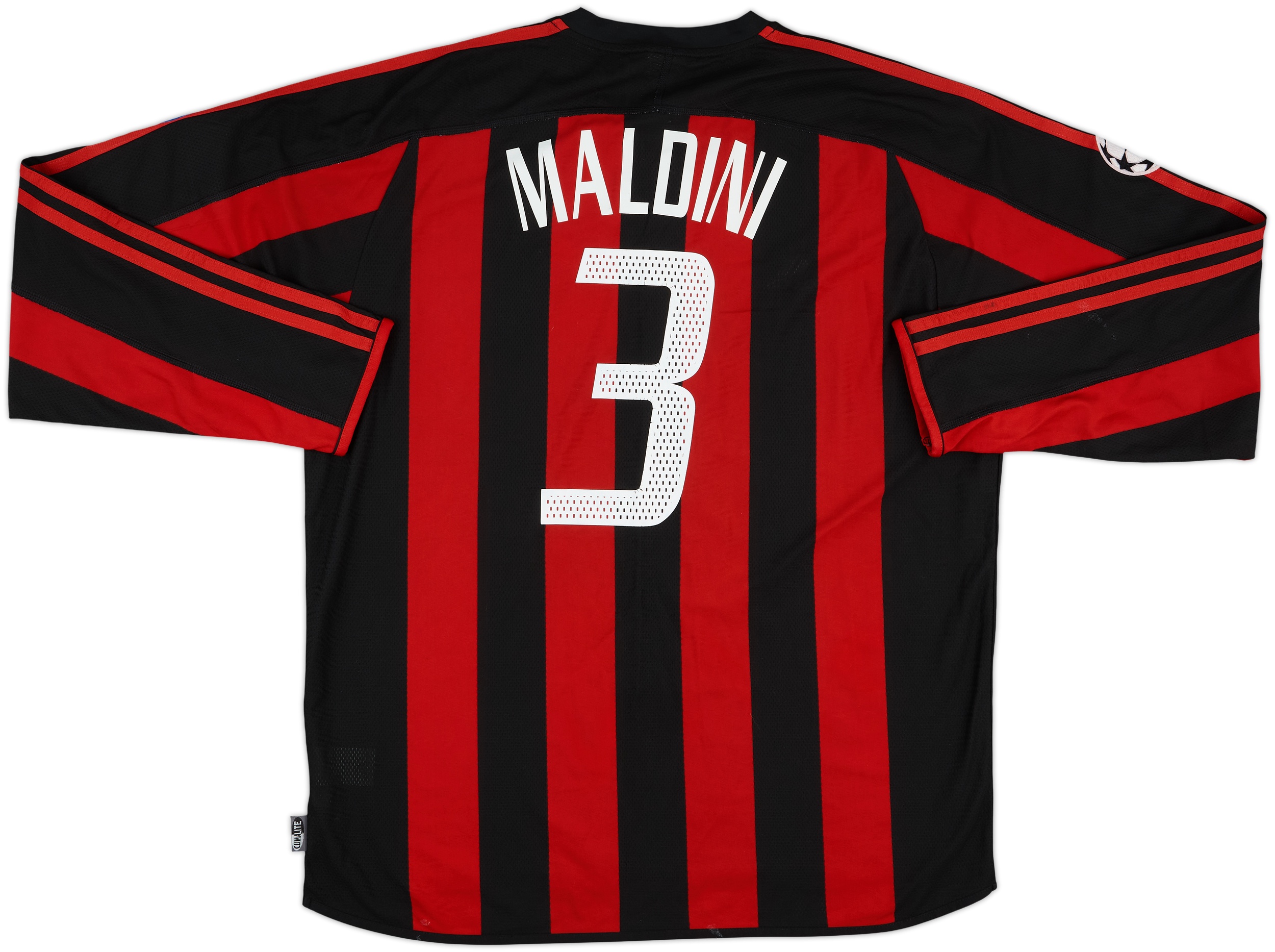 【セール】 2003-04 AC Milan Home L/S Shirt Maldini #3 - 5/10 - (XL) 応援グッズ