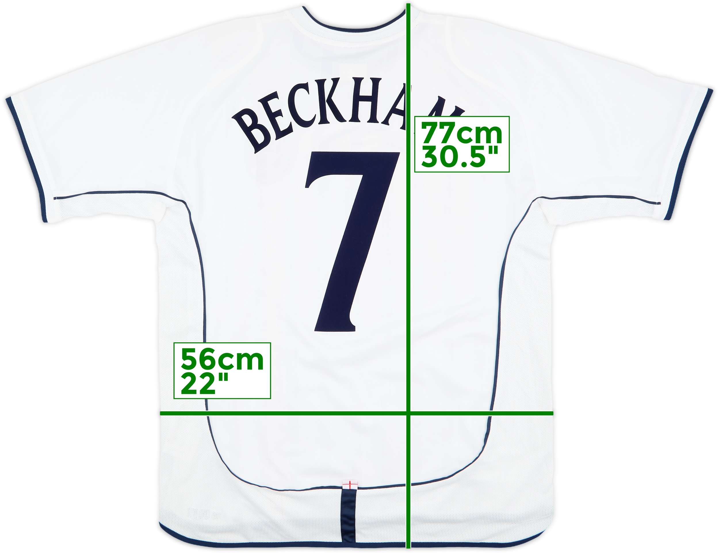 【国内正規 01-03 England  L/S Beckham #7】 2001-03 England Home Shirt Beckham #7 - 6/10 - (L)