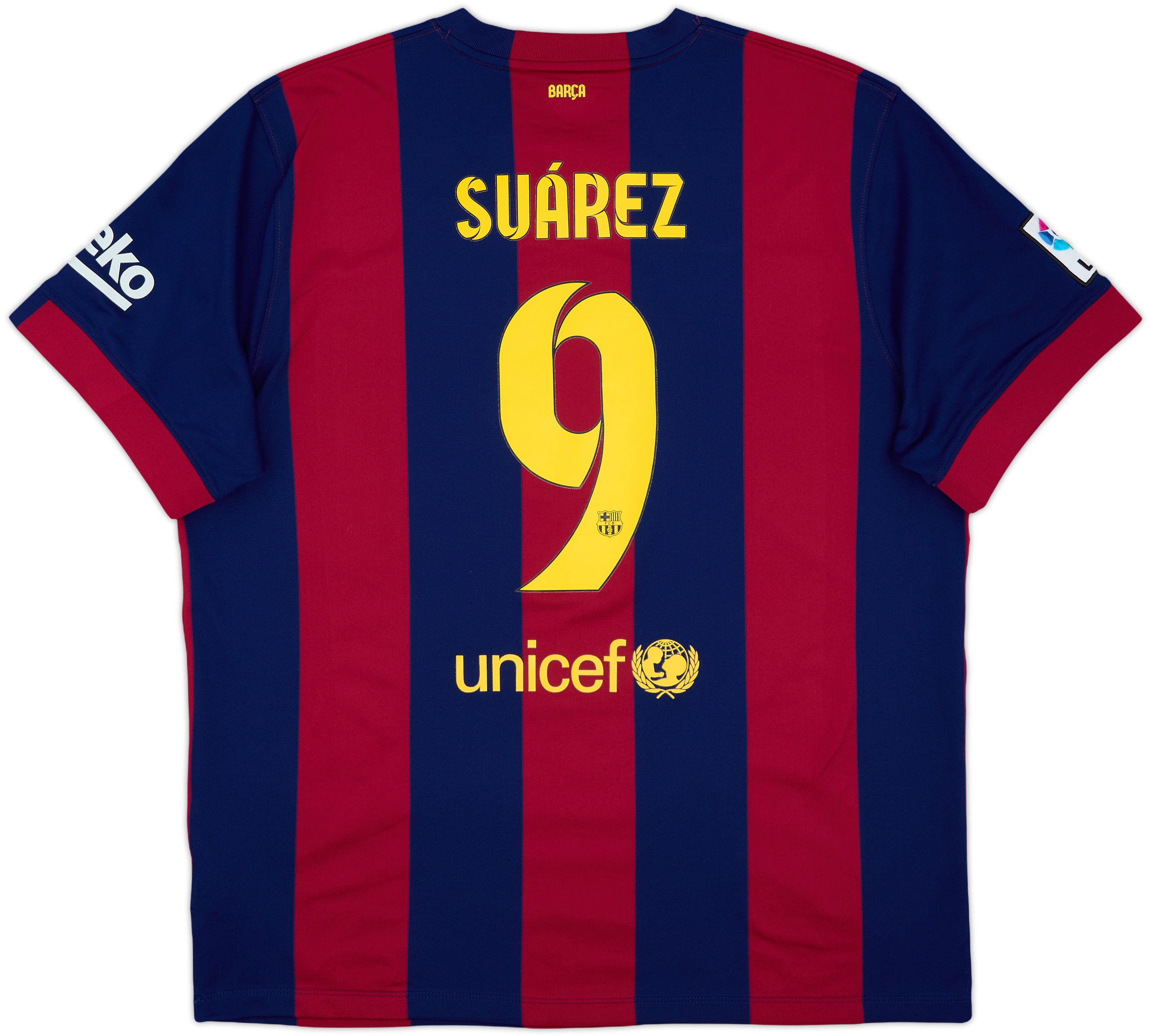 2014-15 Barcelona Home Shirt Suarez #9 - 9/10 - (XXL)