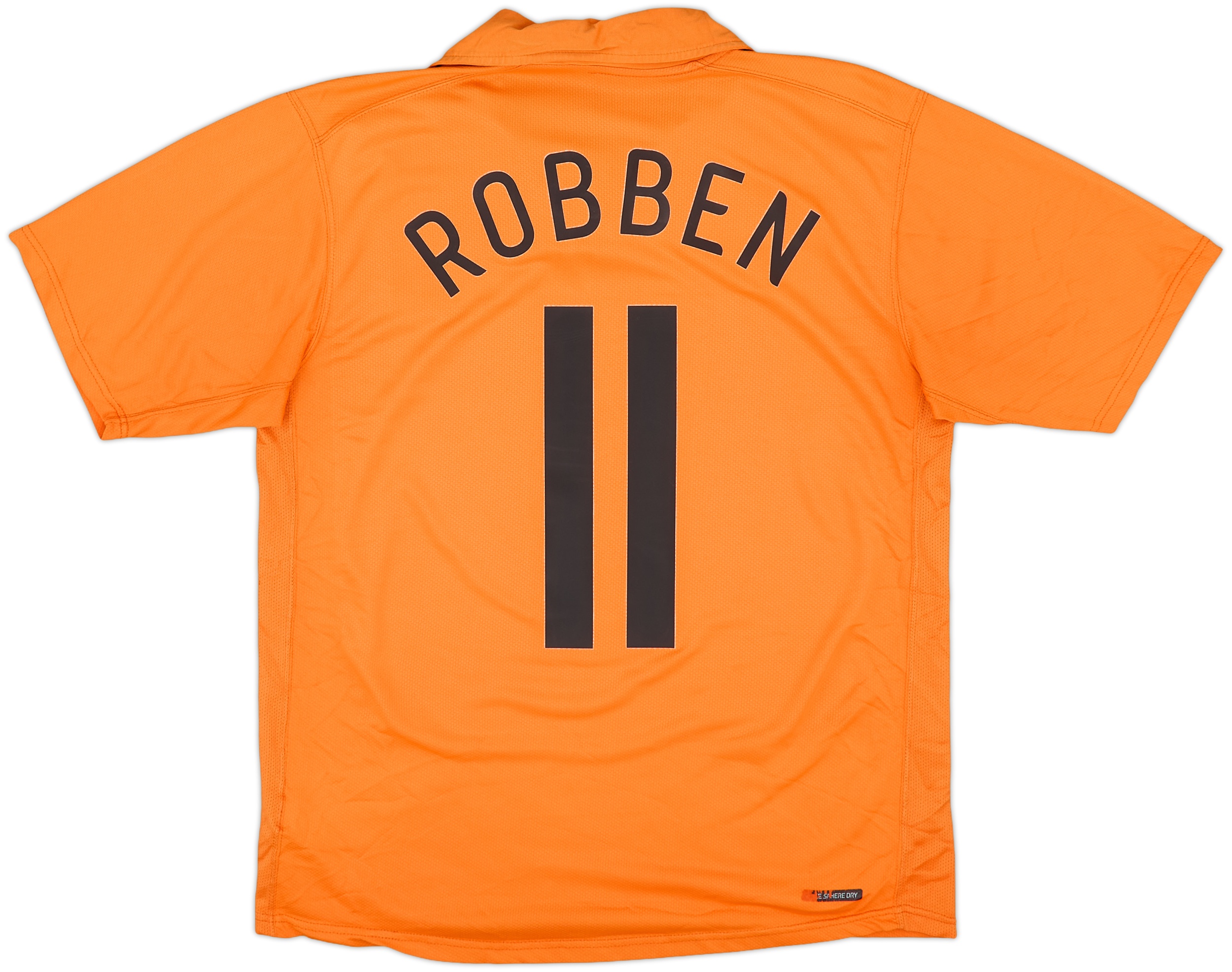 当時物 レアROBBEN 11 KNVB オレンジ ポロシャツ　L相当 2006-08 Netherlands Home Shirt Robben #11 - 5/10 - (M)