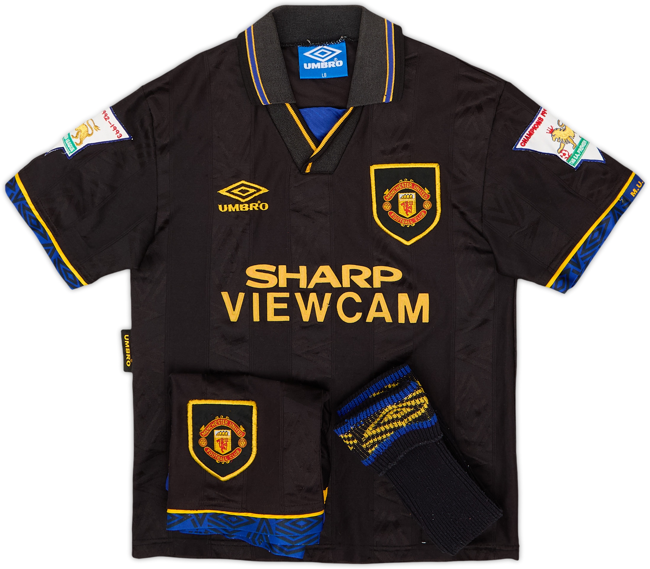1993-95 Manchester United Away Full Kit - 7/10 - (L.Boys)