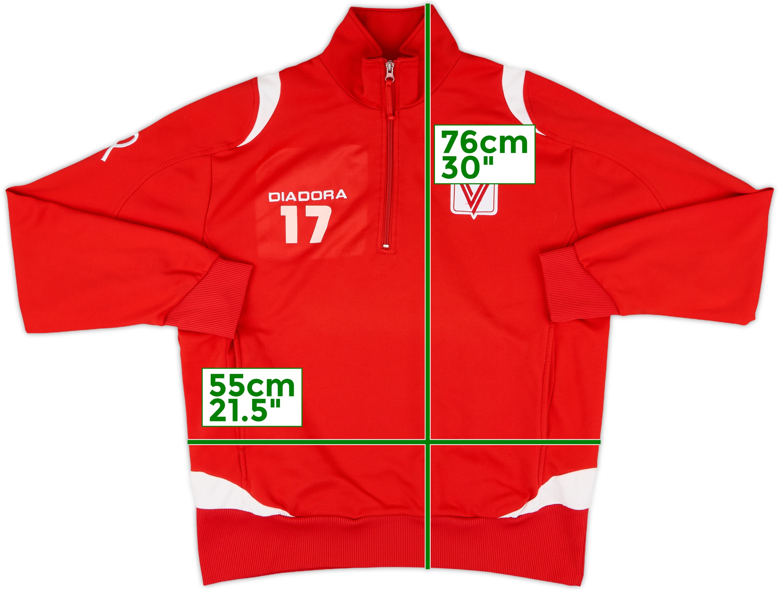 diadora サッカーシャツ 白 赤 11 2007-09 Vicenza Diadora Player Issue 1/2 Zip Track Jacket