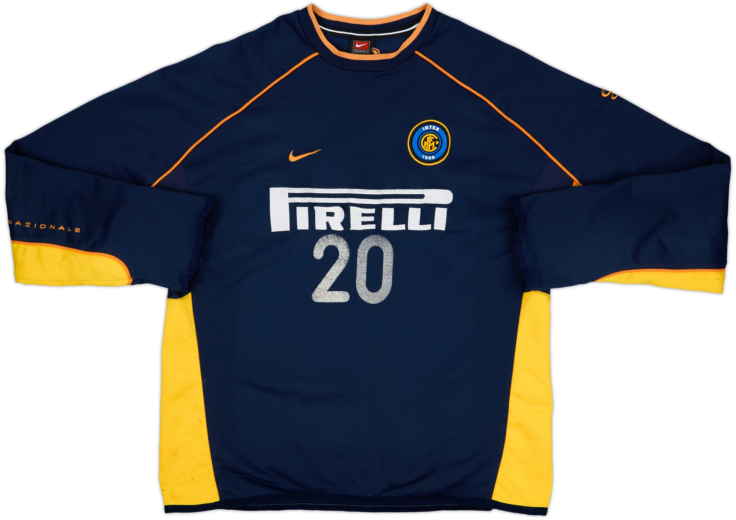 2001-02 Inter Milan Player Issue Nike Sweat Top #20 (Recoba