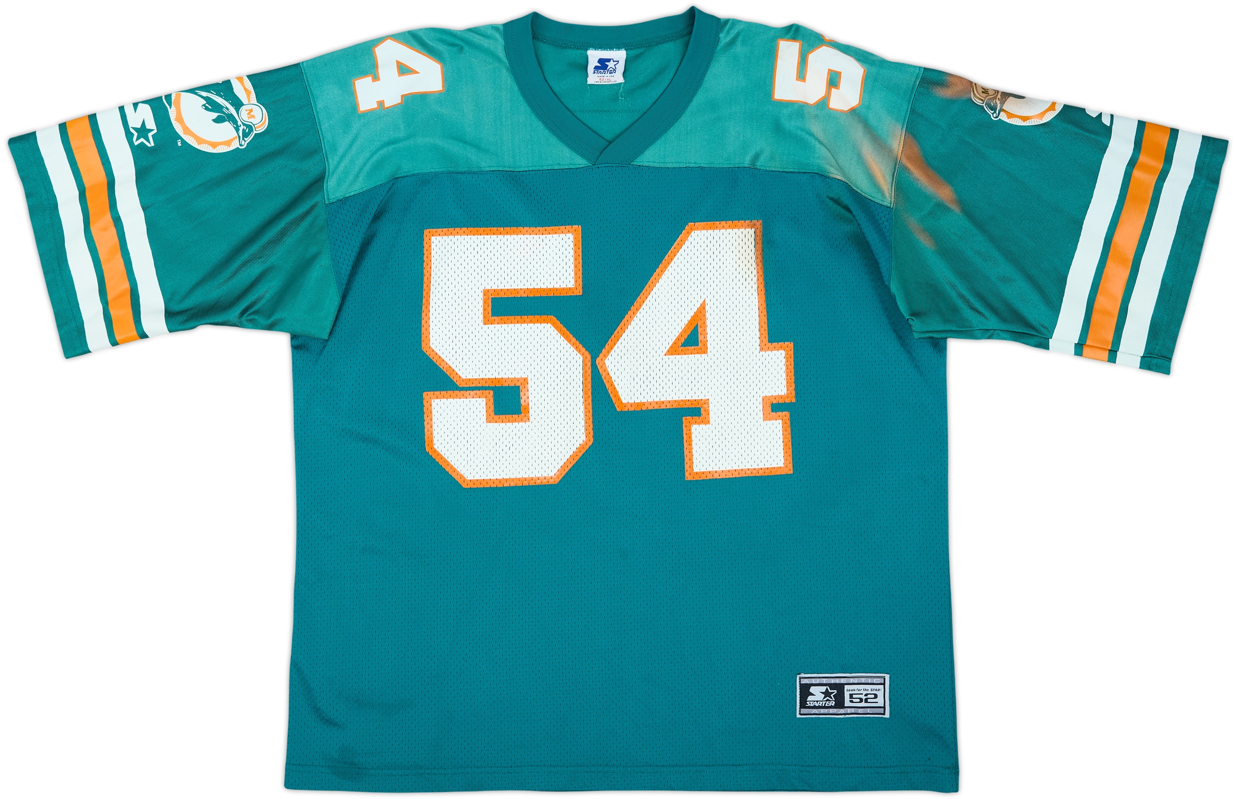 激レア　Starter 1995年製 アメリカンフットボールユニフォーム 55 1997-98 Miami Dolphins Z.Thomas #54 Starter Home Jersey - 5/10 - (XL)