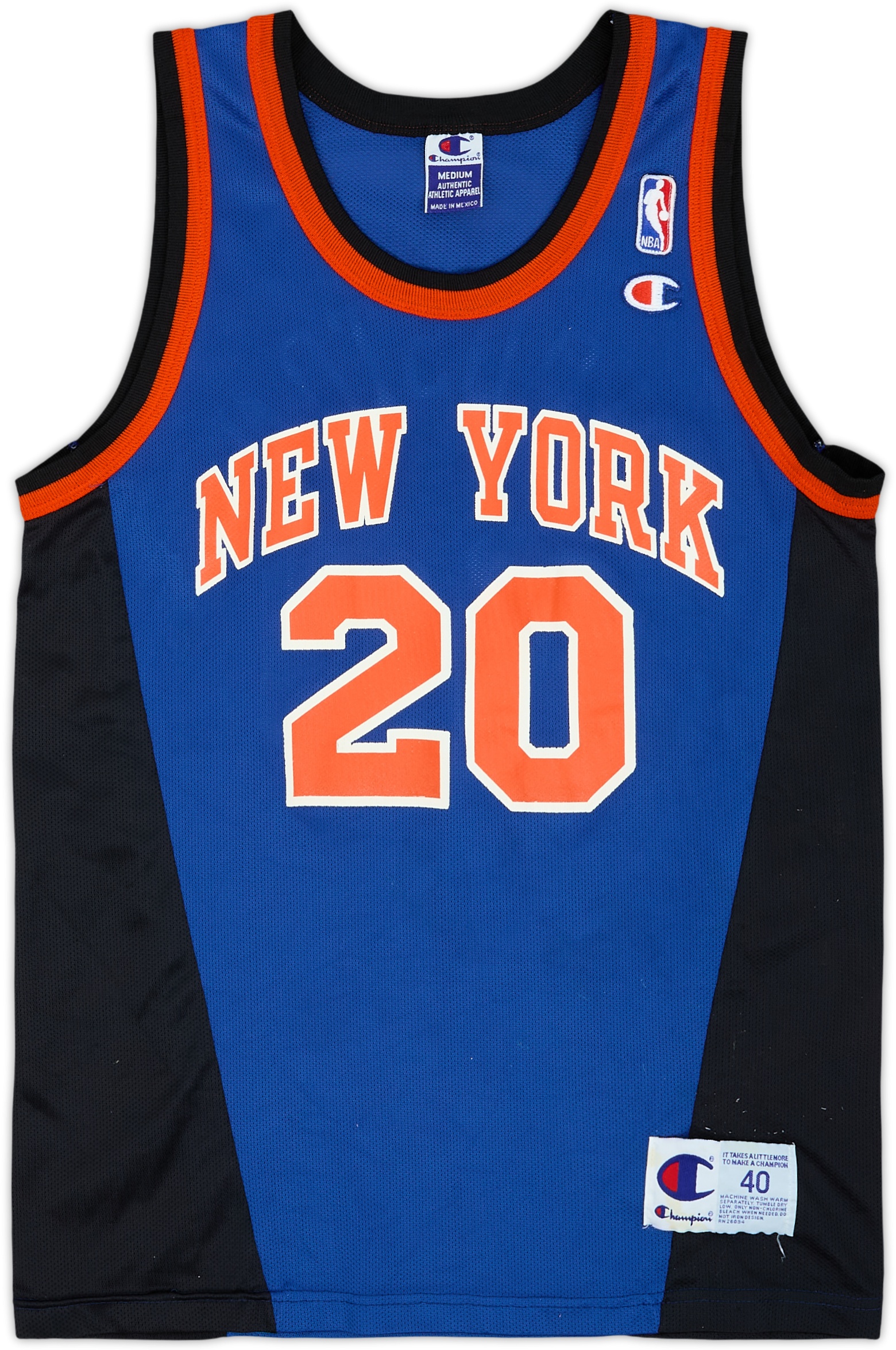 1997-01 New York Knicks Houston #20 Champion Away Jersey - 7/10 - (M)
