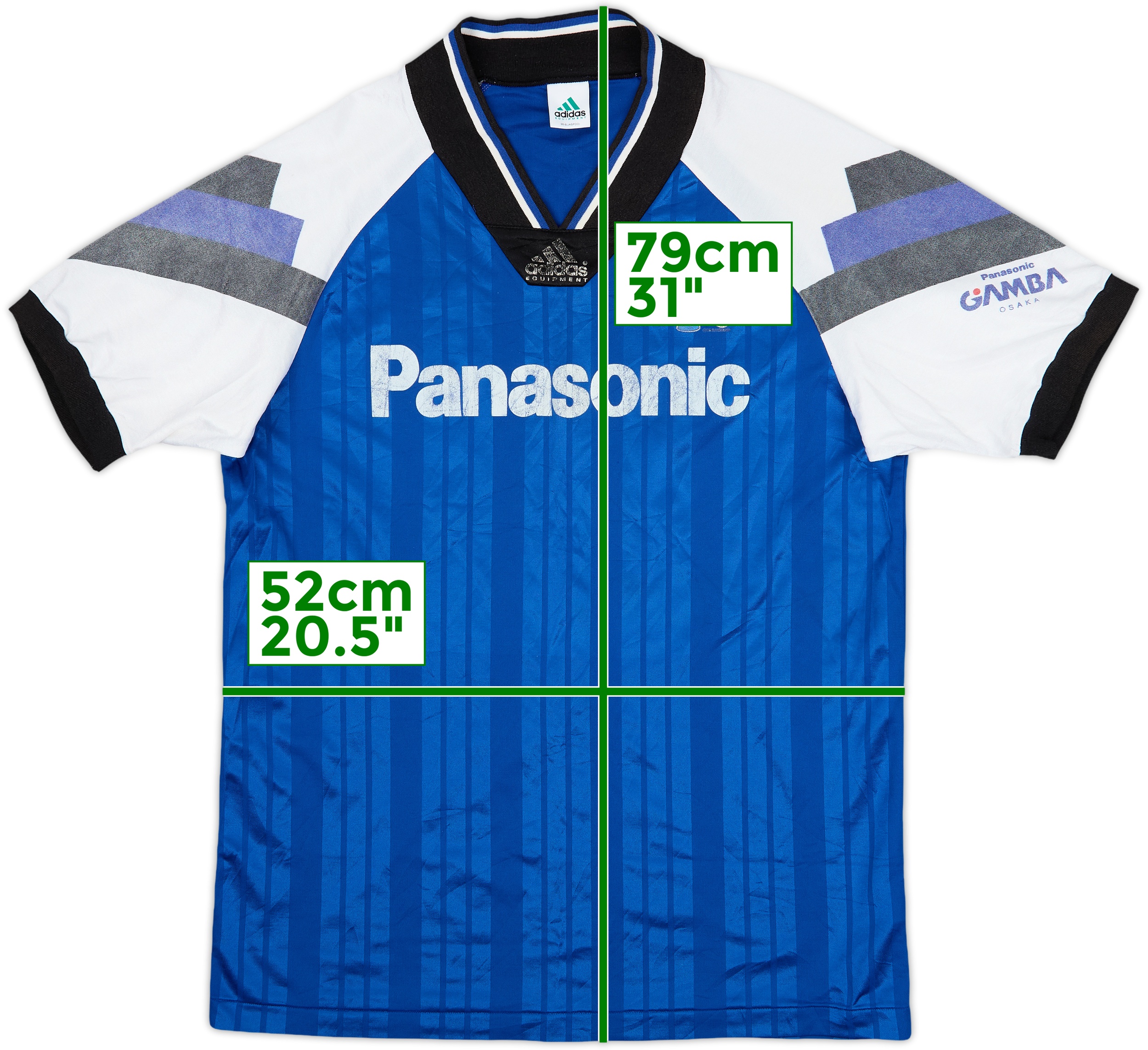ウェア 1992/93 GAMBA OSAKA Adidas  Shirt Adidas Gamba Osaka 1992/93 Home Shirt Blue V-Neck Vintage