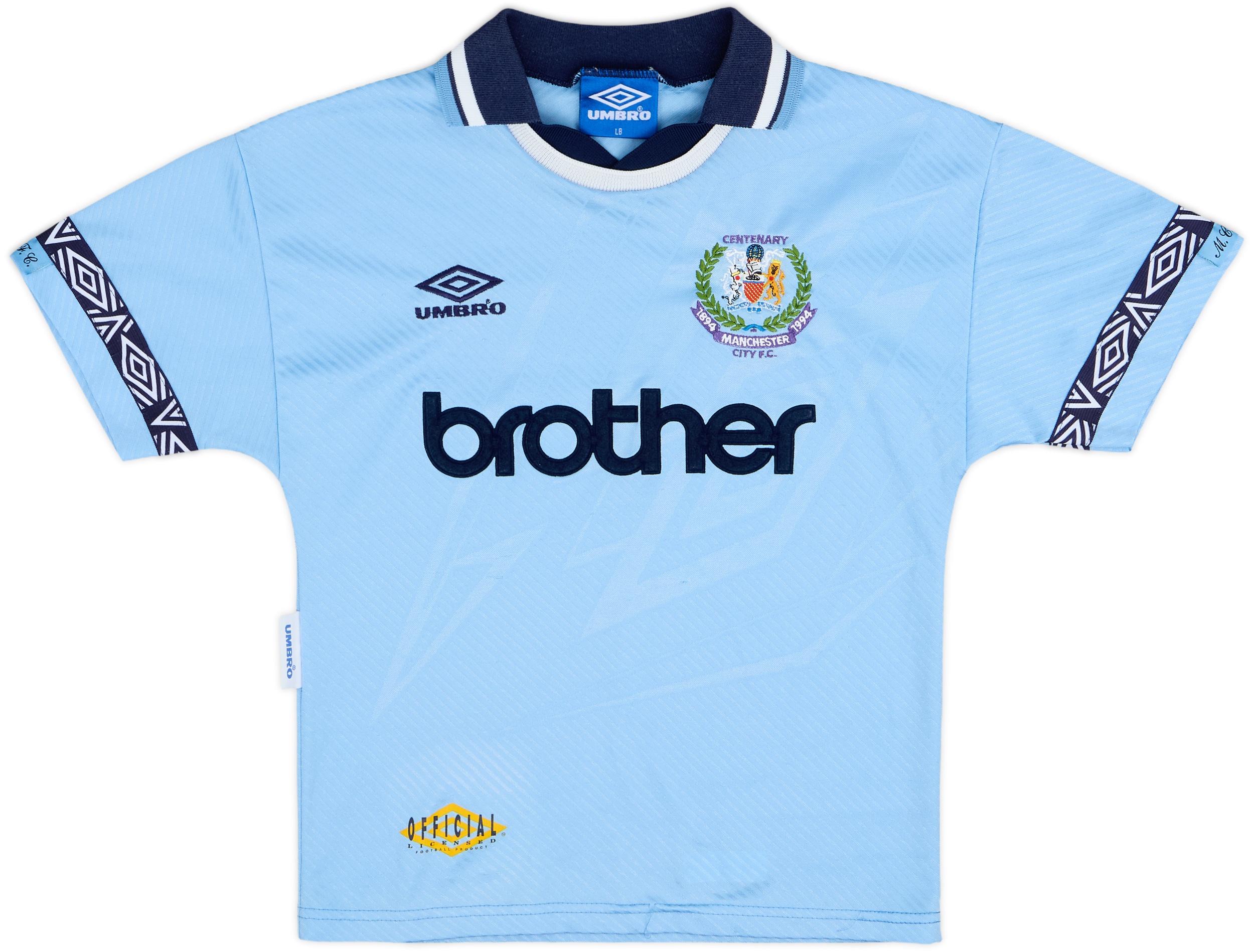 1994-95 Manchester City Centenary Home Shirt - 7/10 - (L.Boys)