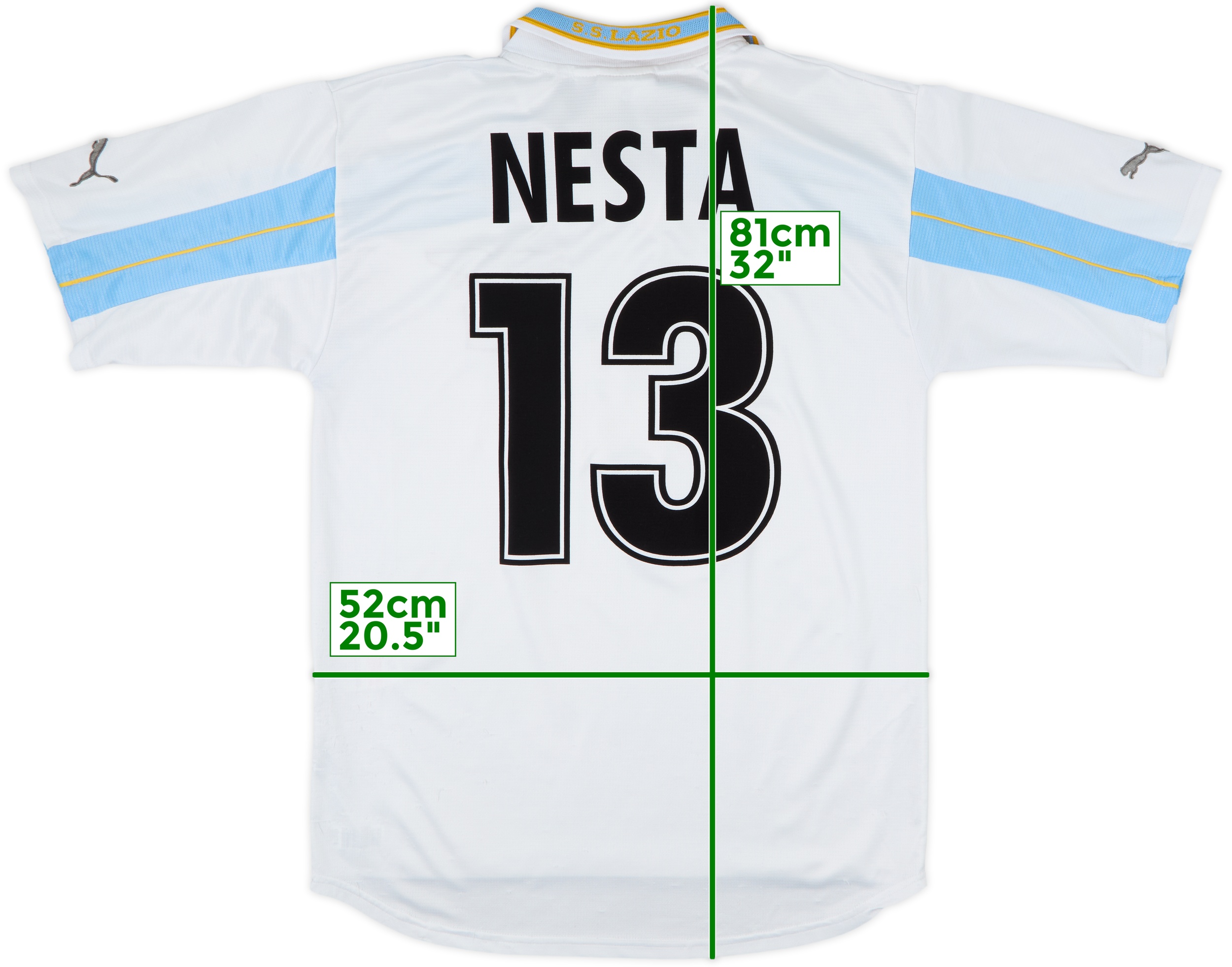 t*n様 【正規品】SS Lazio 1998/1999 NESTA 13 1998-99 Lazio Away Shirt and Socks Nesta #13 - 8/10 - (M)