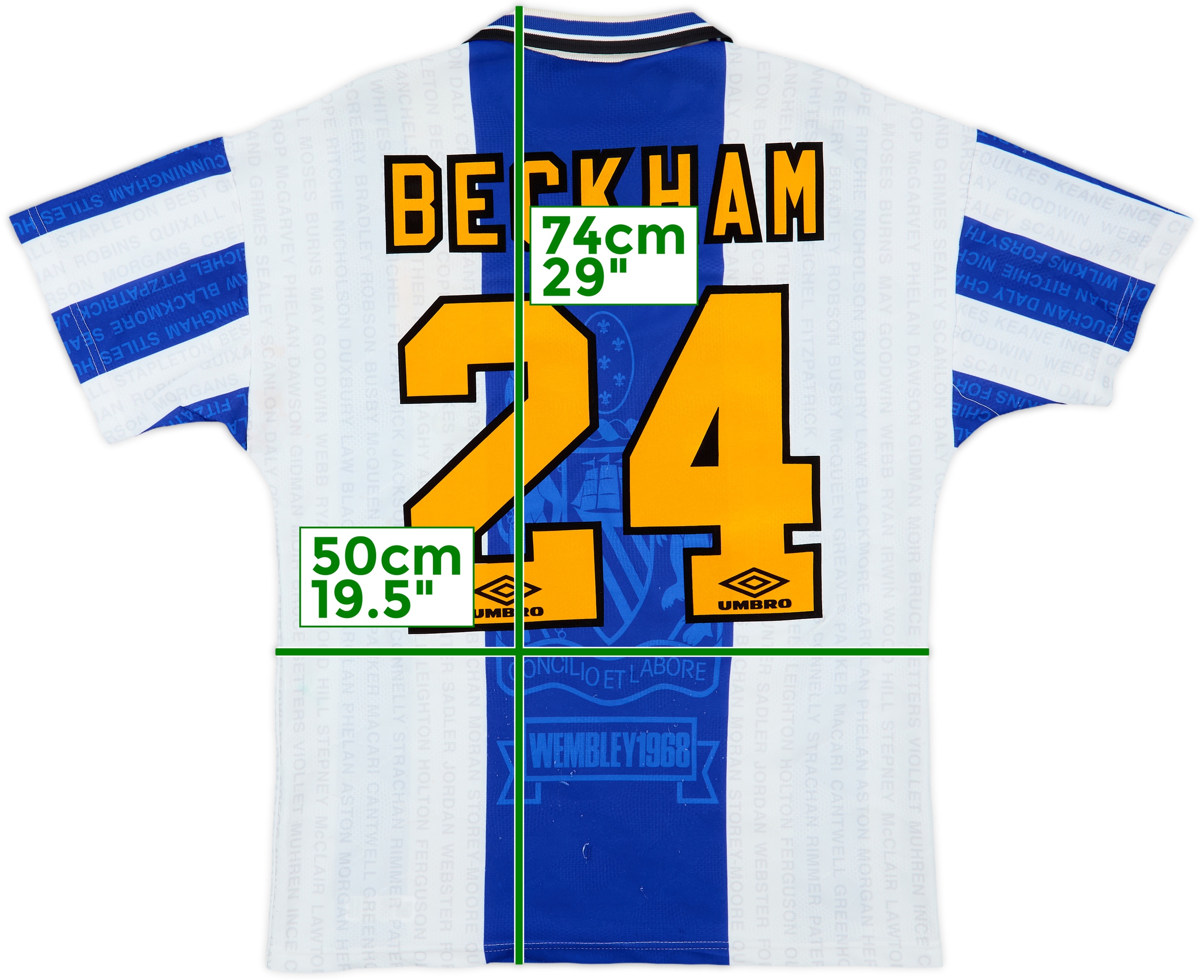 1994-96 Manchester United Third Shirt Beckham #24 - 7/10 - (M)