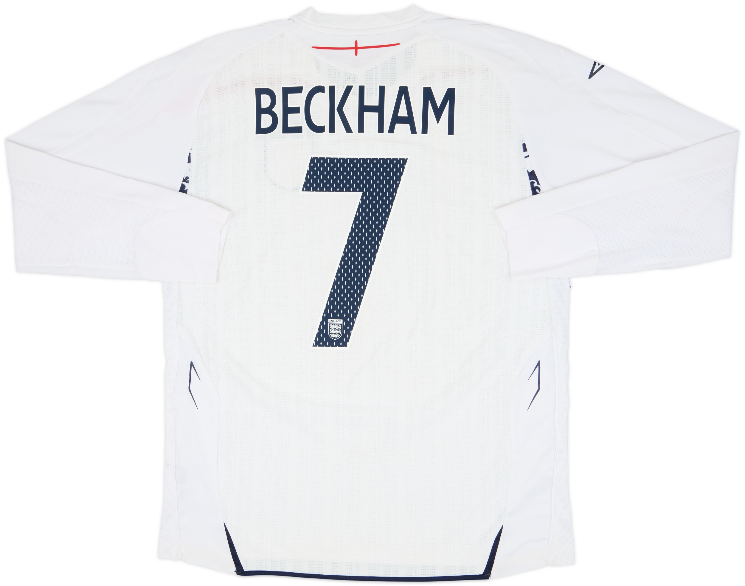 2007-09 England Home L/S Shirt Beckham #7 - 6/10 - (L)