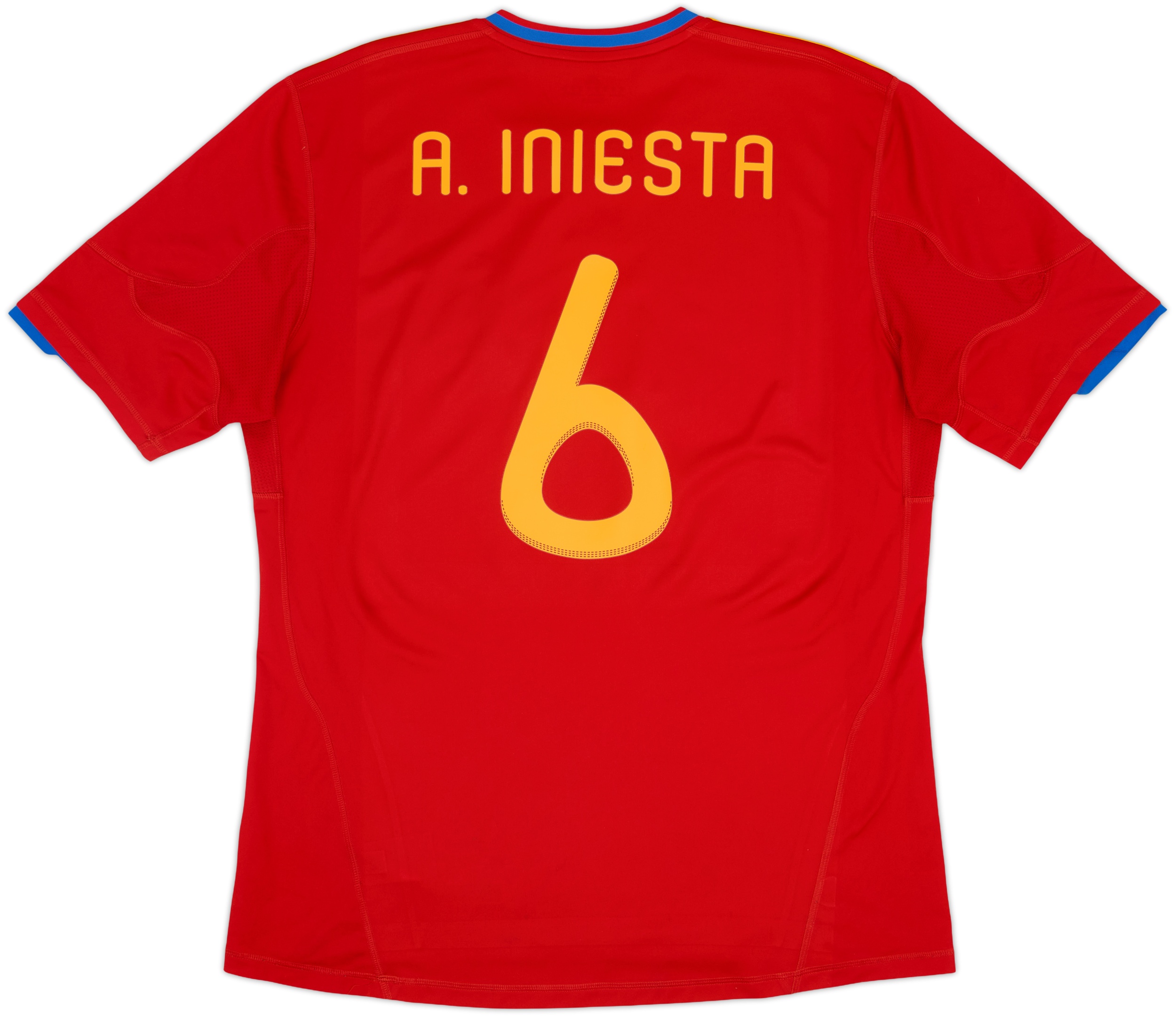2009-10 Spain Home Shirt A.Iniesta #6 - 7/10 - (XL)
