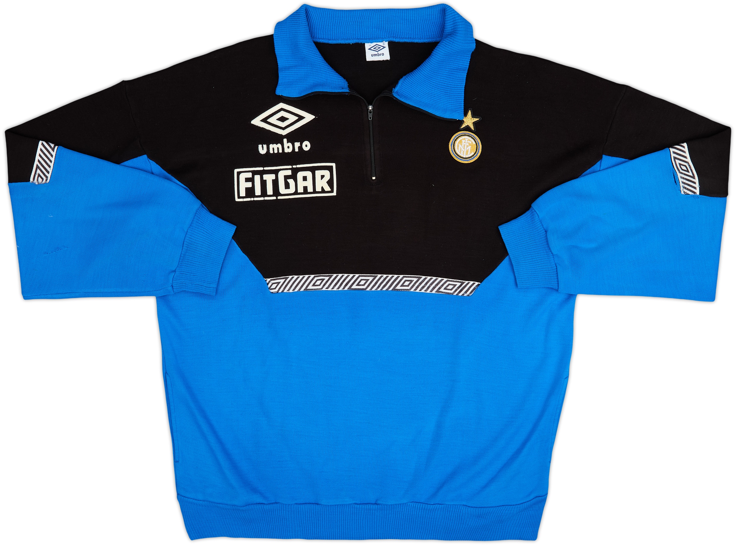 1991-92 Inter Milan Player Issue Umbro 1/4 Zip Drill Top - 7/10 - (XL)