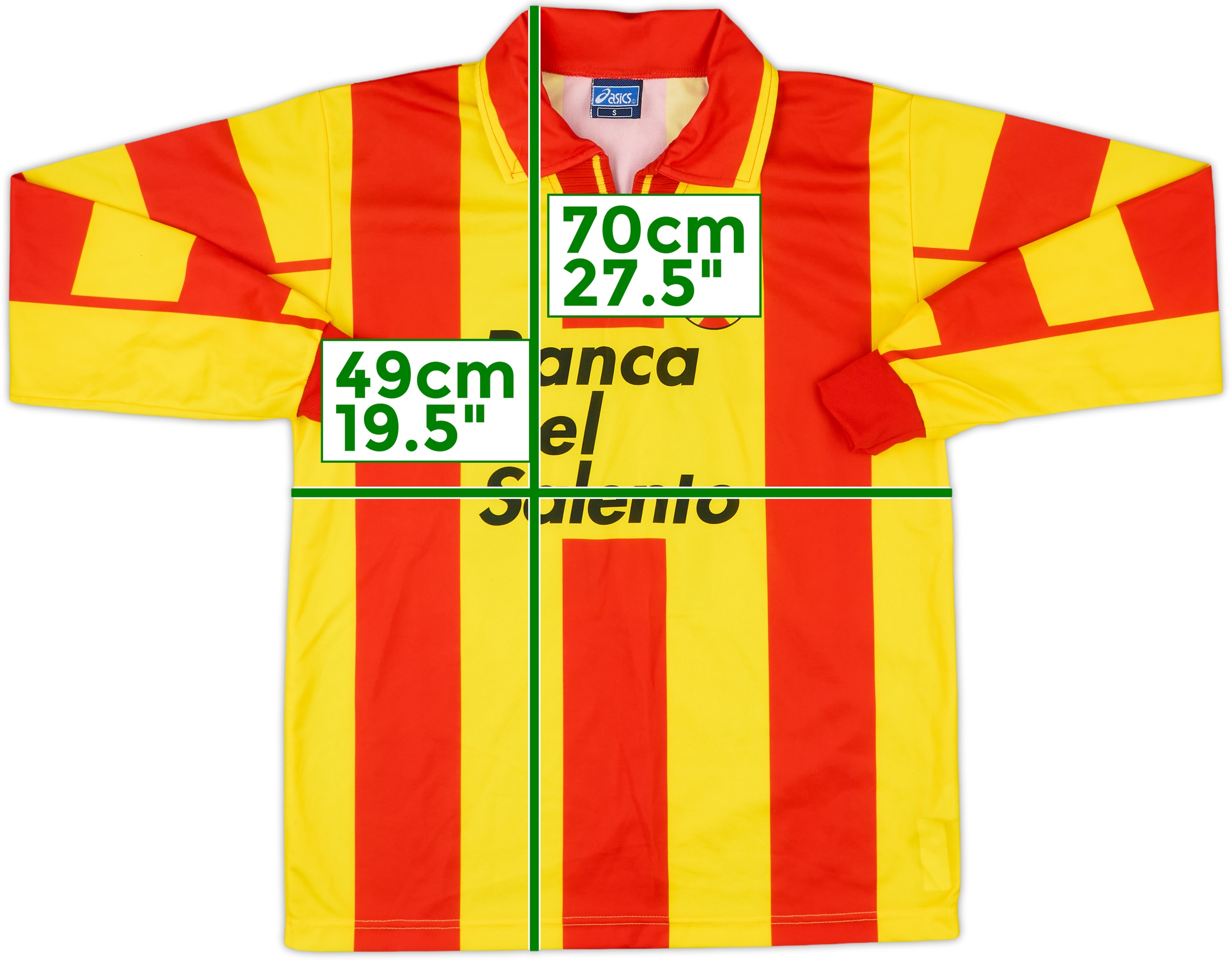 U.S. Lecce LIMA 10 シャツ asics サッカーロマミラノ 1997-98 Lecce Home L/S Shirt #10 - 9/10 - (S)