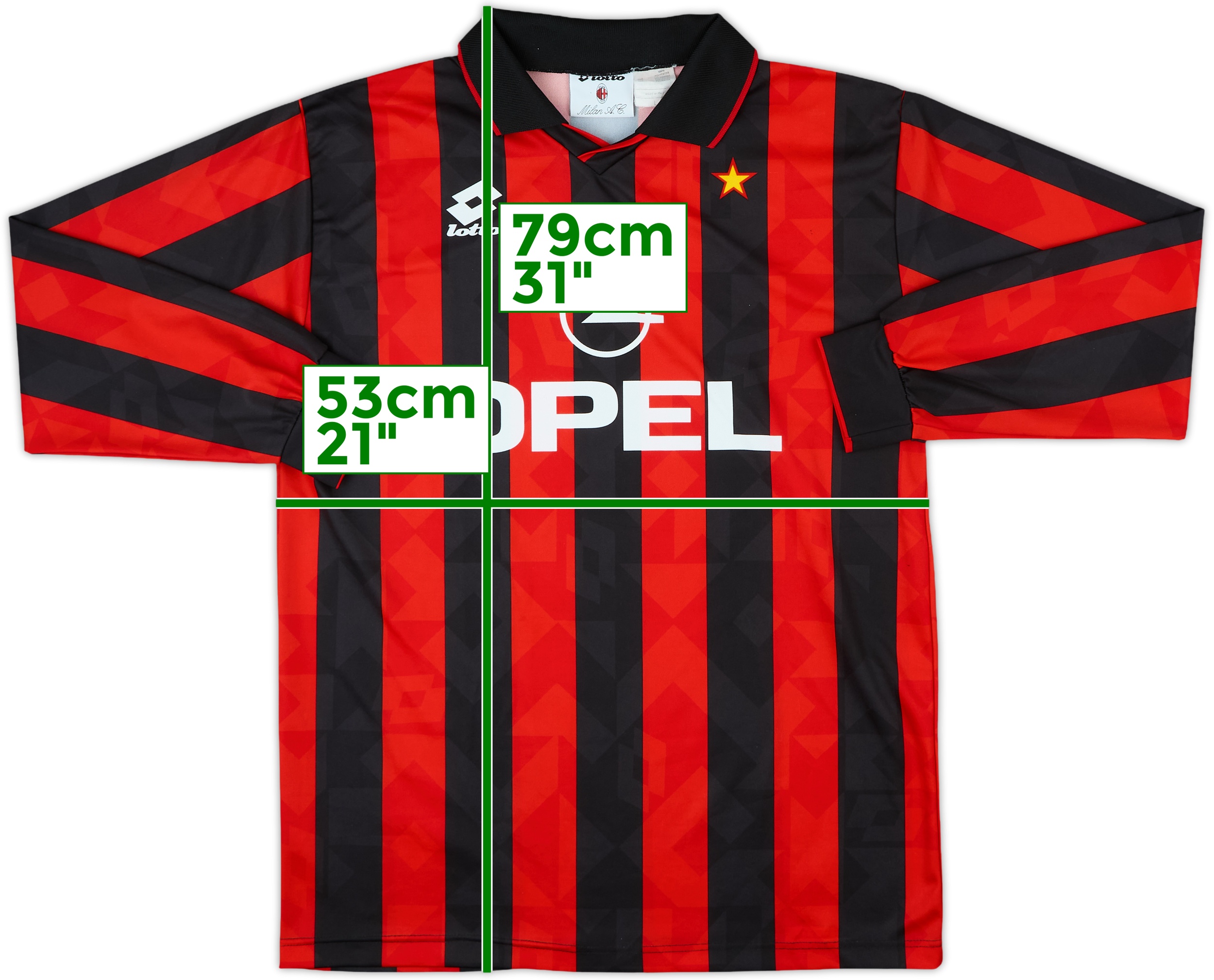 1994-95 AC Milan Home L/S Shirt - 9/10 - (L)