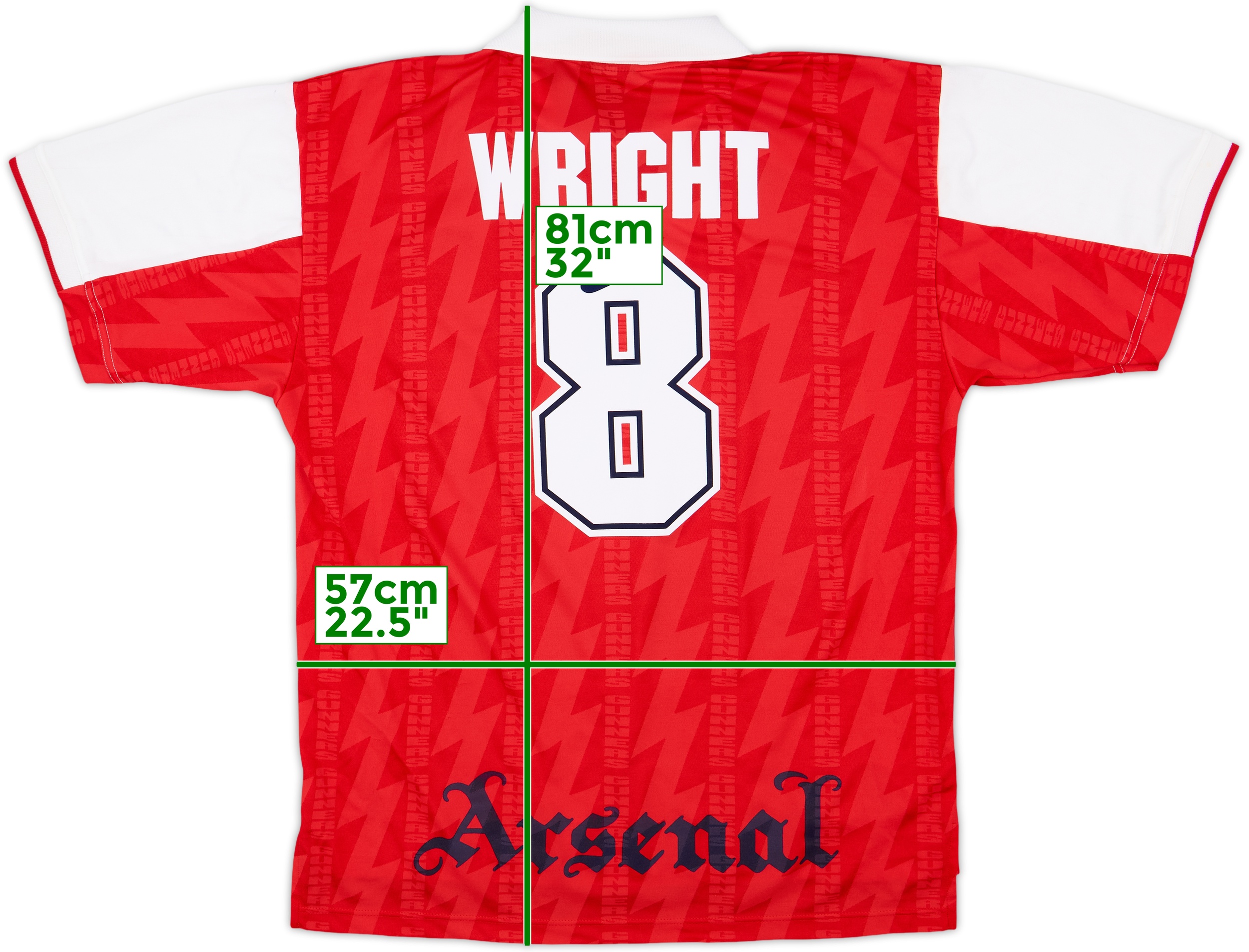 1994-96 Arsenal Home Shirt Wright #8 - 9/10 - (XL)