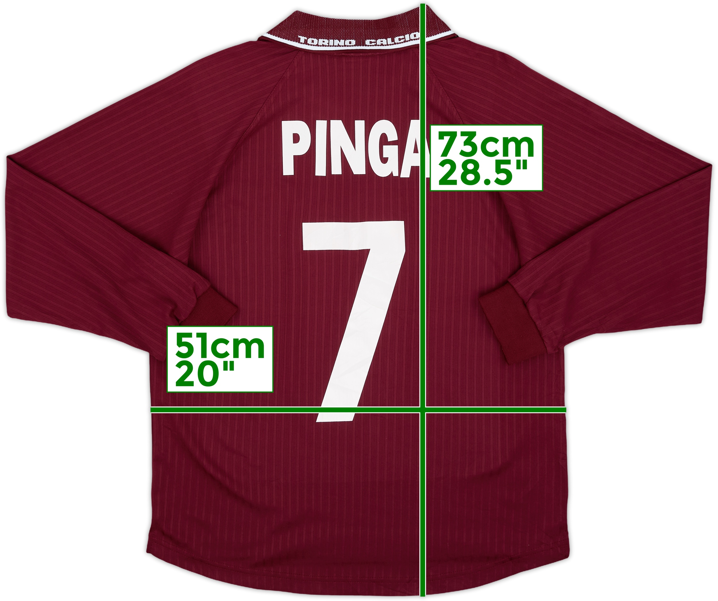 2000-01 Torino Home L/S Shirt Pinga #7 - 8/10 - (L)