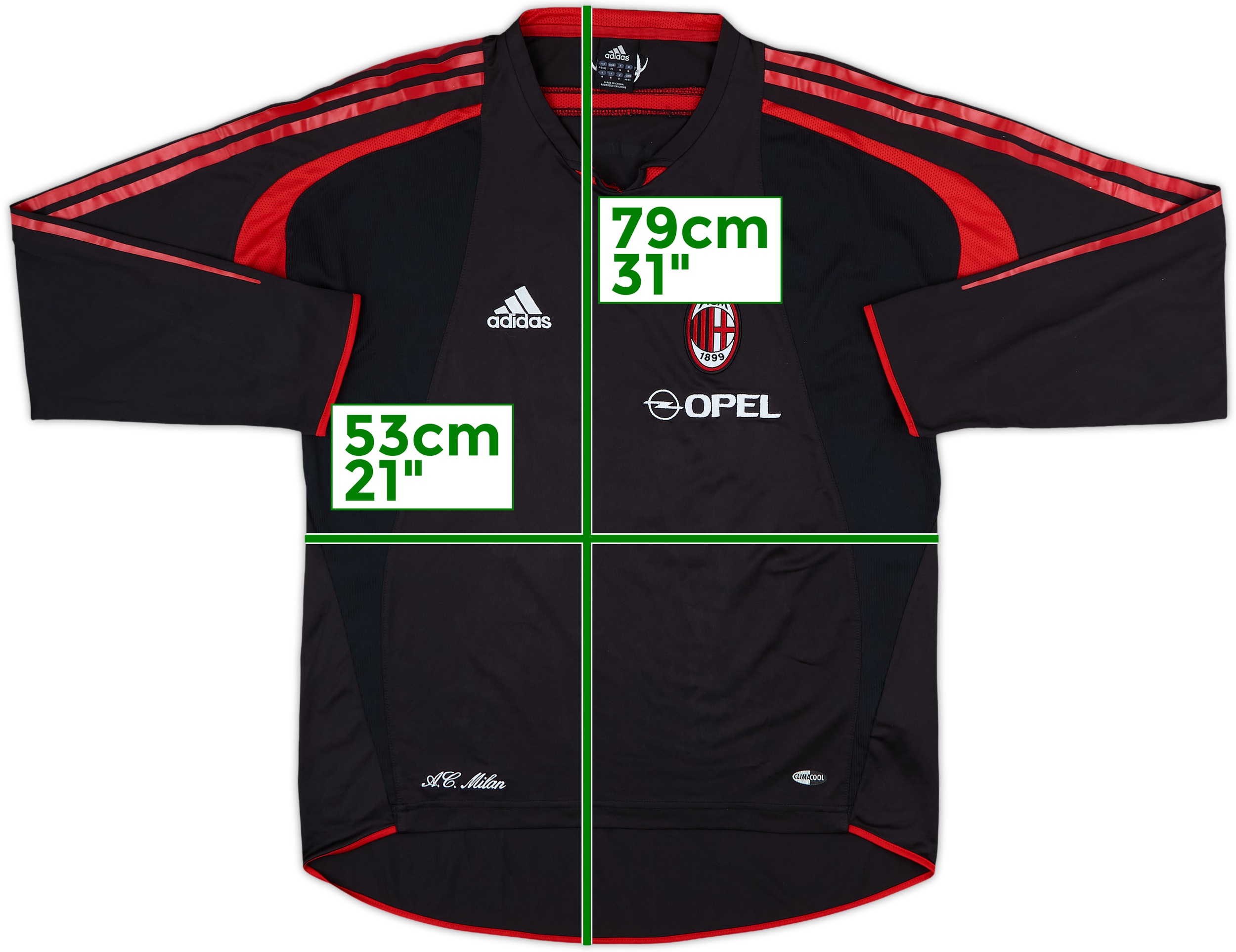 2004-05 AC Milan ミラン　ポロシャツ adidas 希少 2004-05 AC Milan adidas Training L/S Shirt - 5/10 - (M/L)