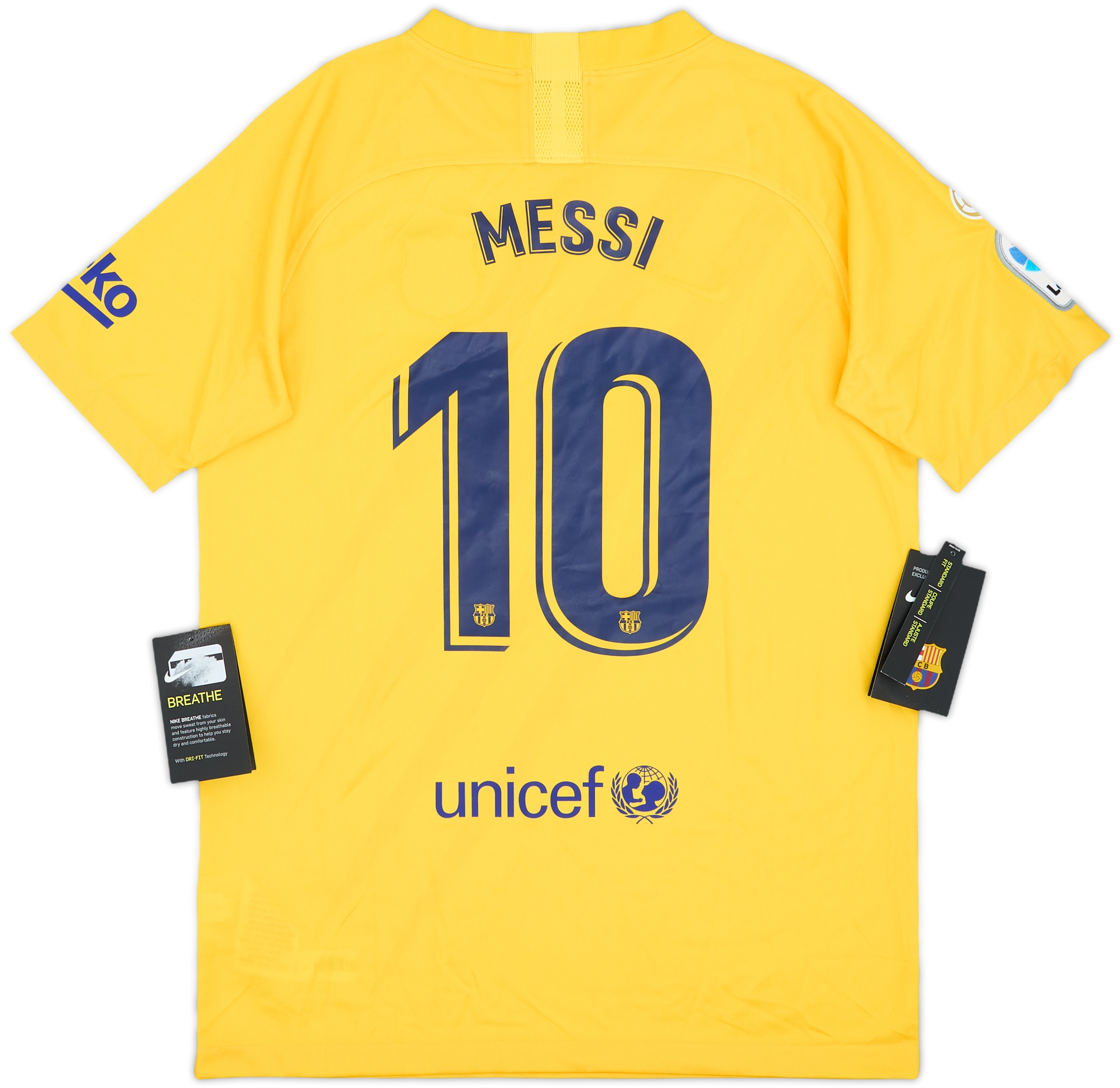 2019-20 Barcelona 'Senyera' Fourth Shirt Messi #10 (XL.Boys)