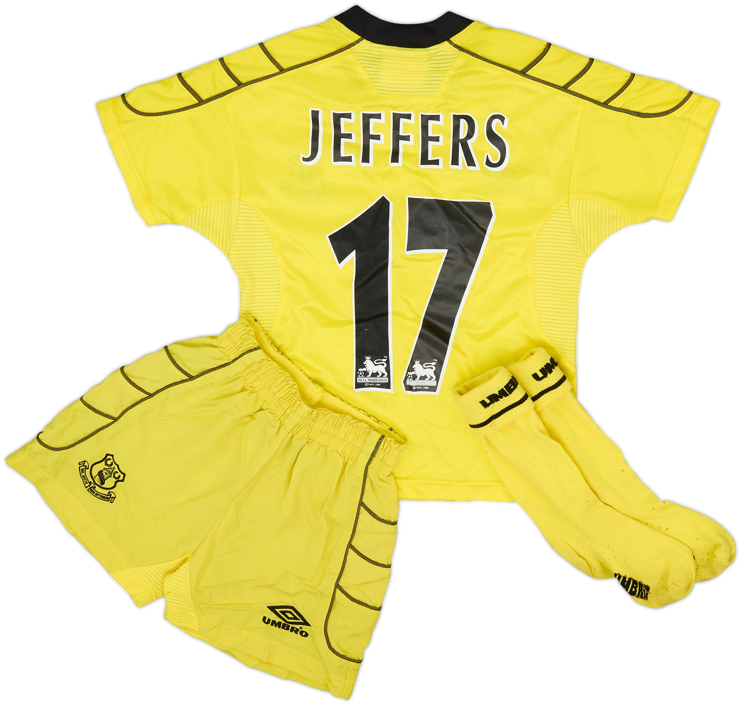 1999-00 Everton Away Full Kit Jeffers #17 - 8/10 - (5-6 Years)