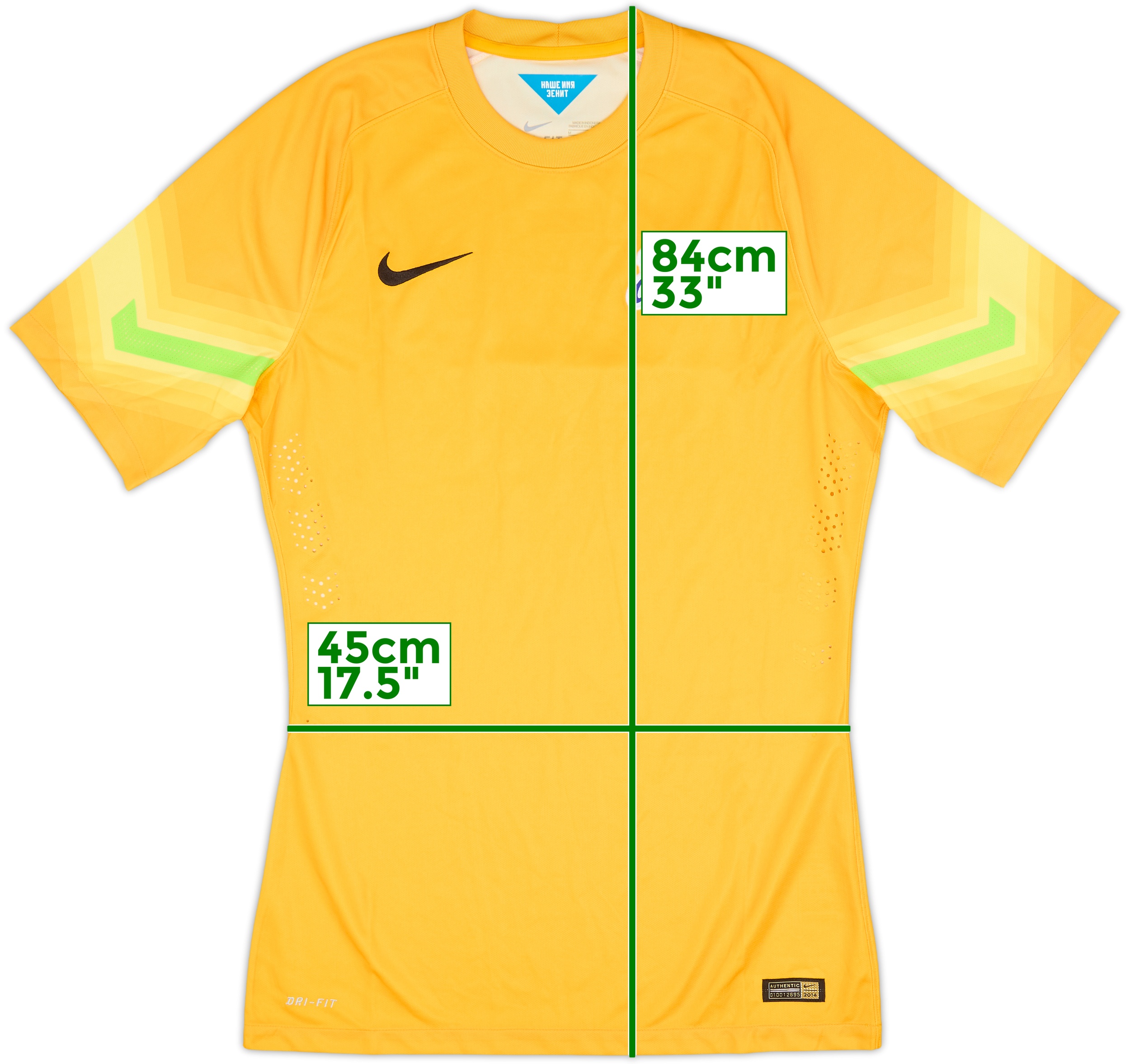 2014-15 Zenit St. Petersburg Authentic GK S/S Shirt - 8/10 - (M)