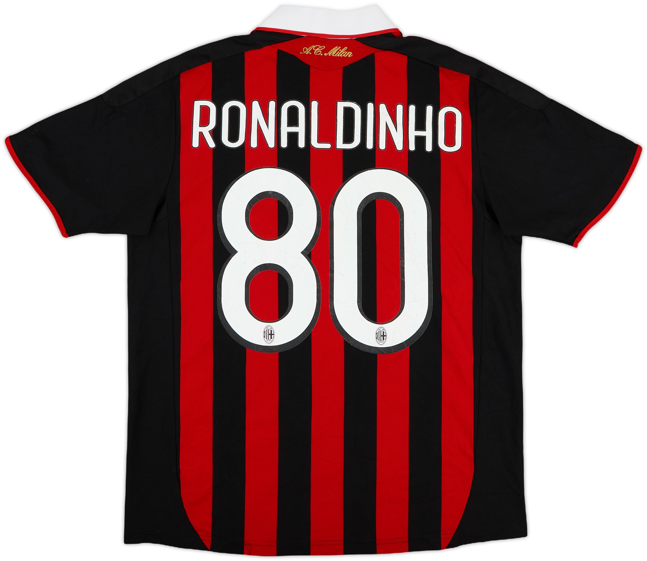 A.C. Milan RONALDINHO 80 シャツ 2009-10 AC Milan Home Shirt Ronaldinho #80 - 6/10 - (XL.Boys)