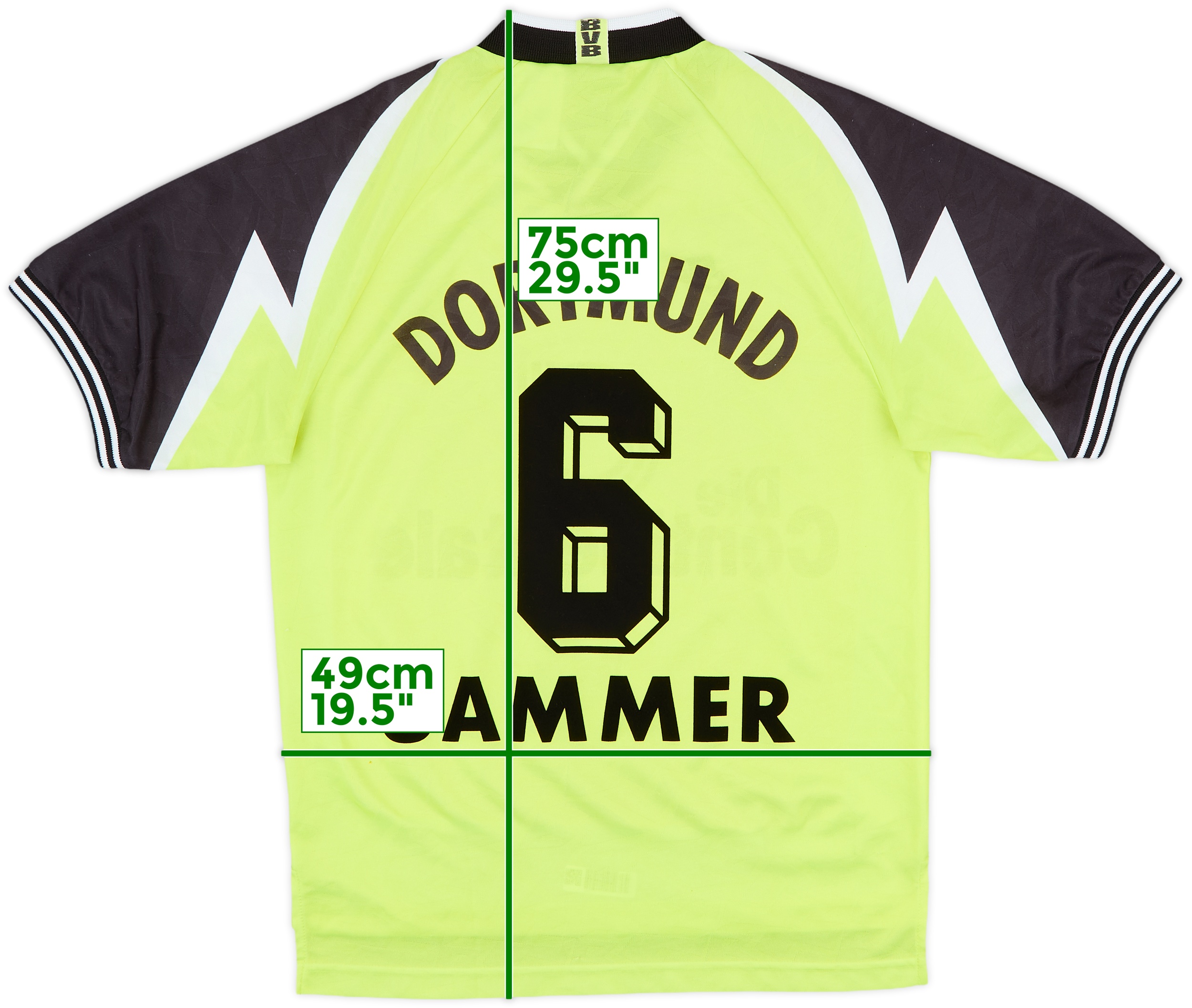 1995-96 Borussia Dortmund Home Shirt Sammer #6 - 9/10 - (S)