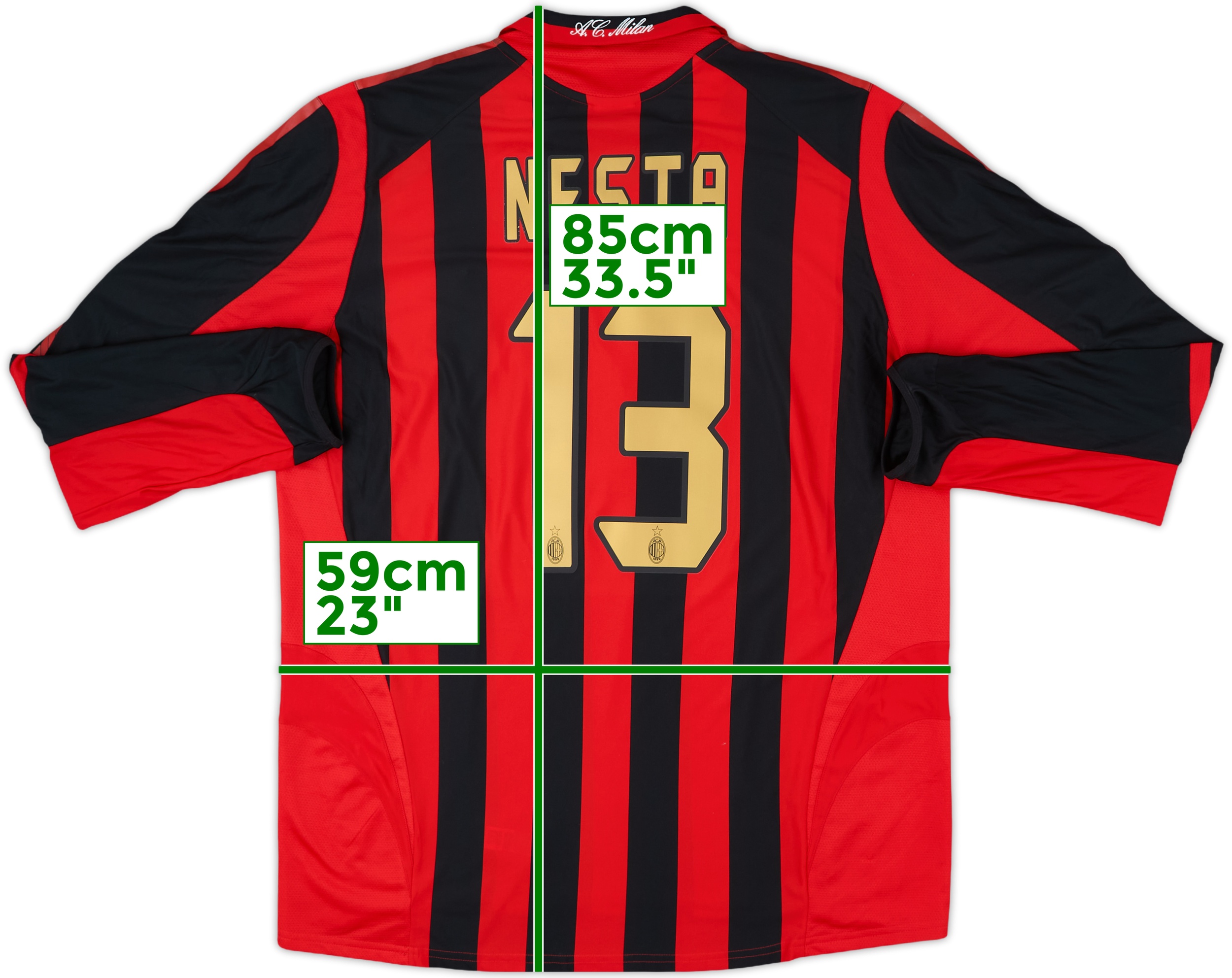 2005-06 AC Milan Home L/S Shirt Nesta #13 - 7/10 - (XL)