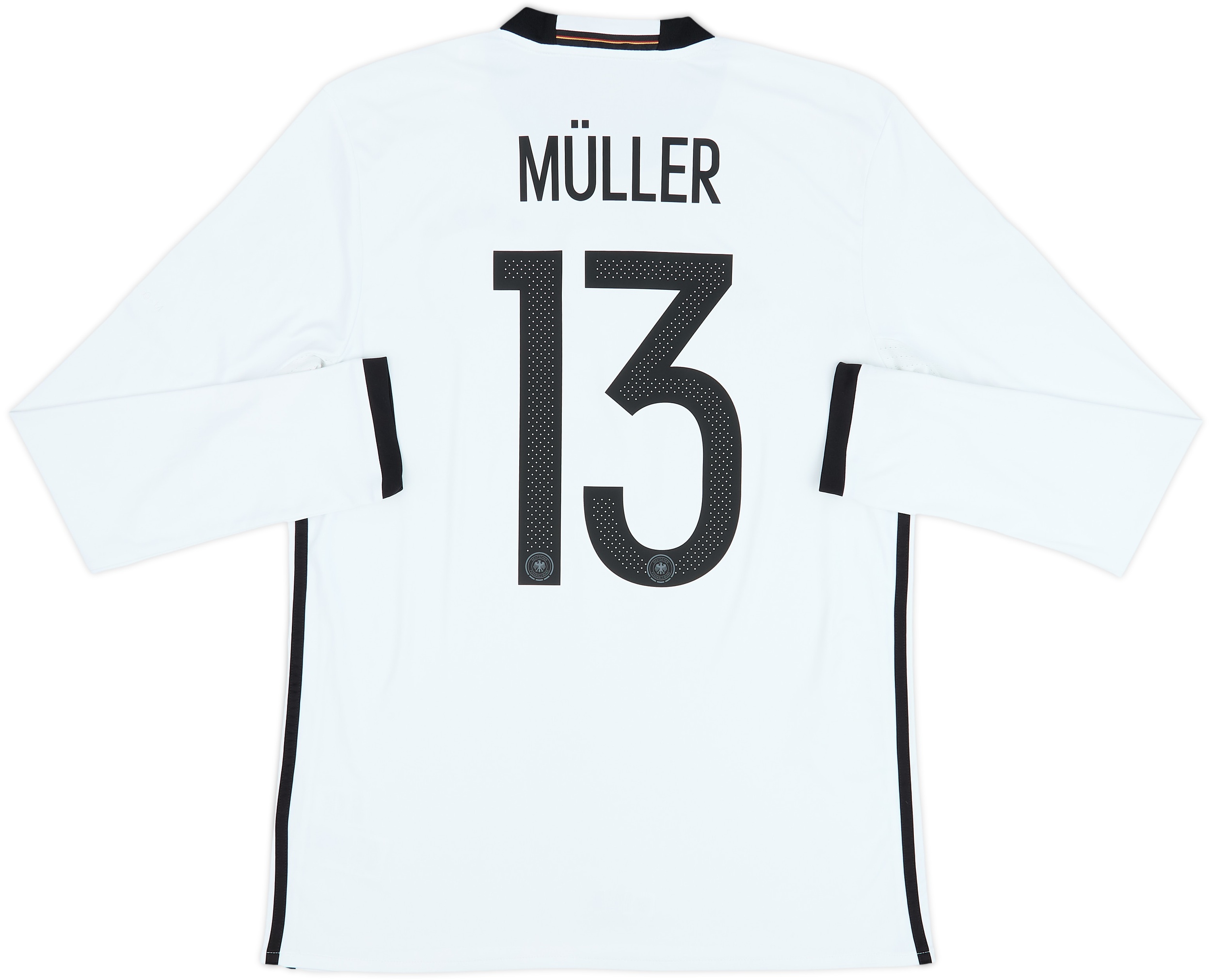 7WE740 ドイツ代表 MÜLLER 13 シャツ ホーム 2015-16 Germany Home L/S Shirt Muller #13 - 8/10 - (M)