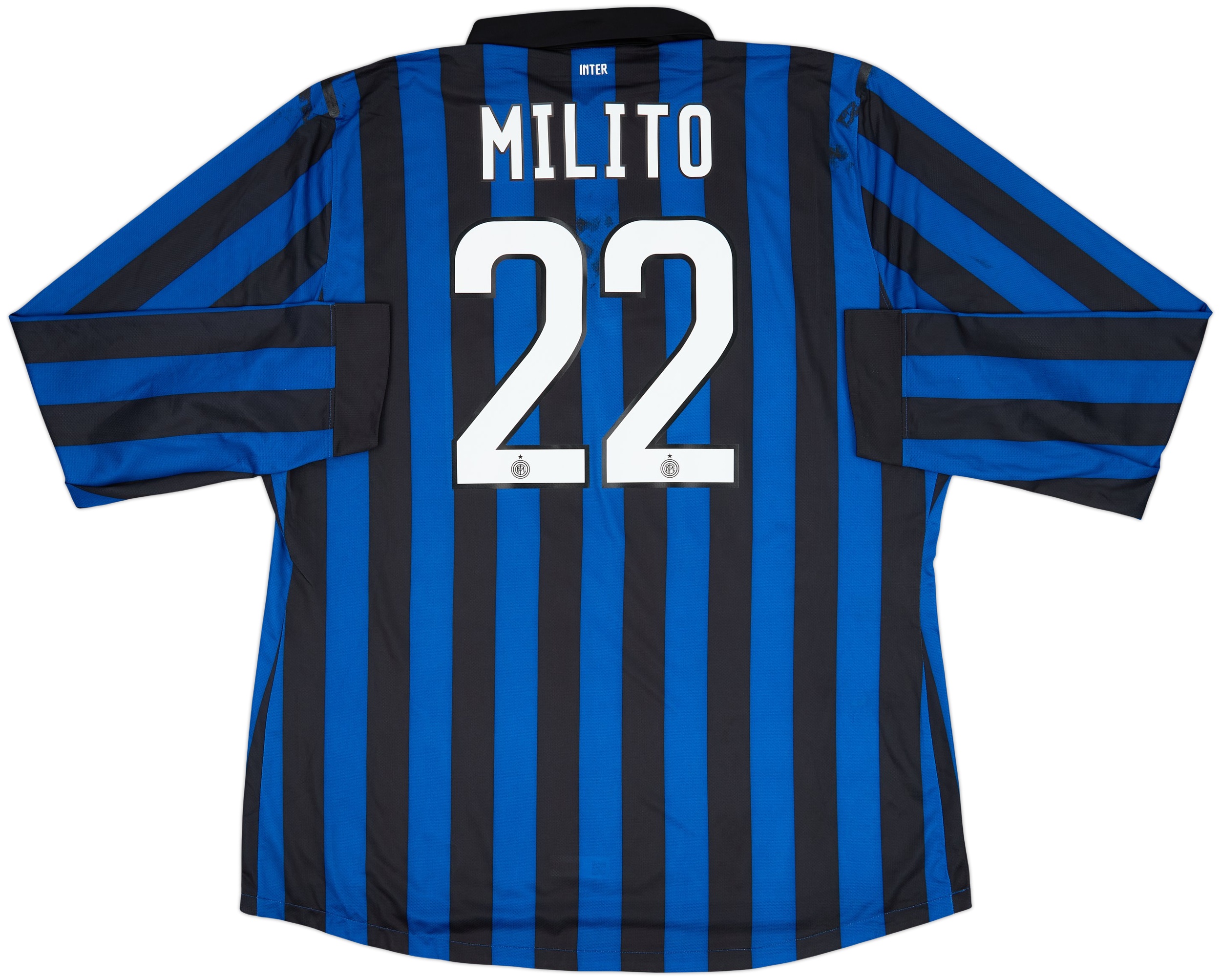 2011-12 Inter Milan Player Issue Home L/S Shirt Milito #22 - 6/10 - (3XL), image size:2500x2006