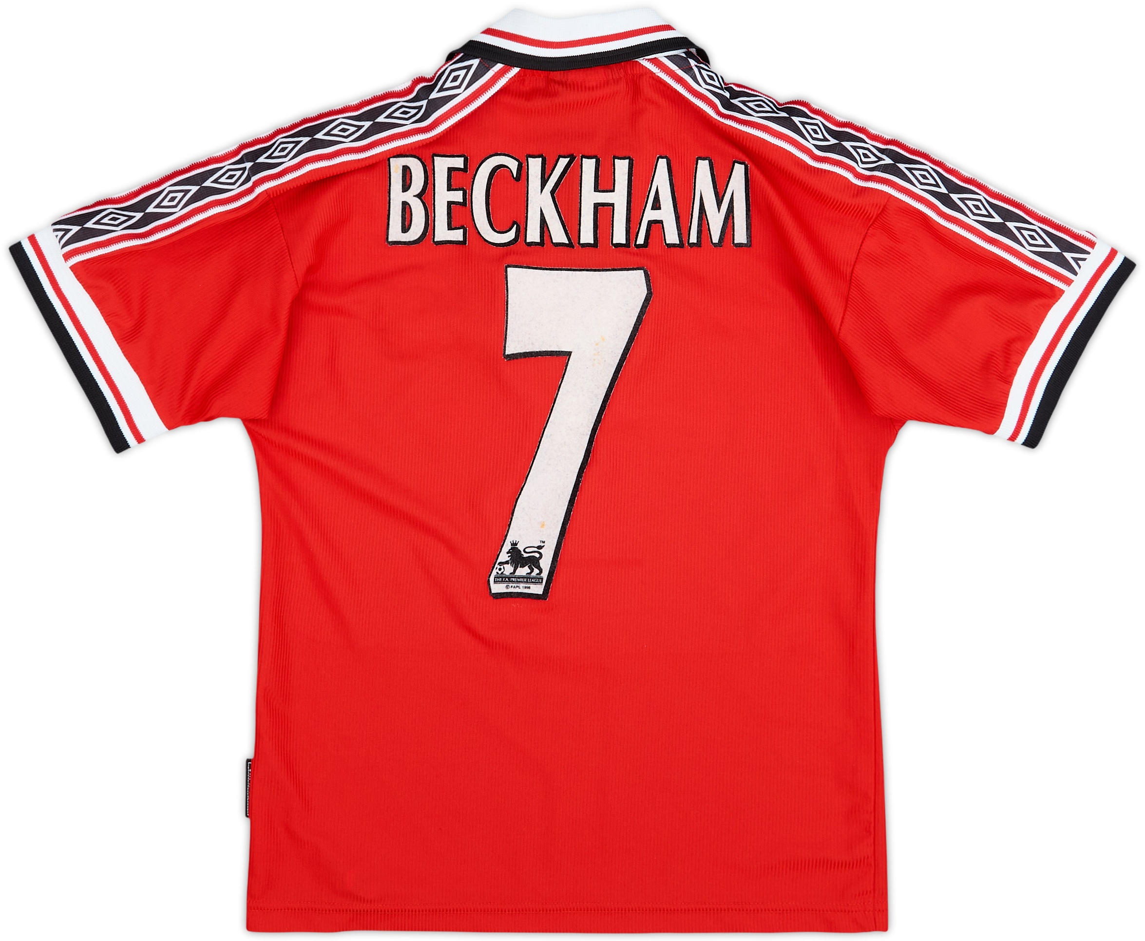 1998-00 Manchester United Home Shirt Beckham #7 - 7/10 - (M.Boys)