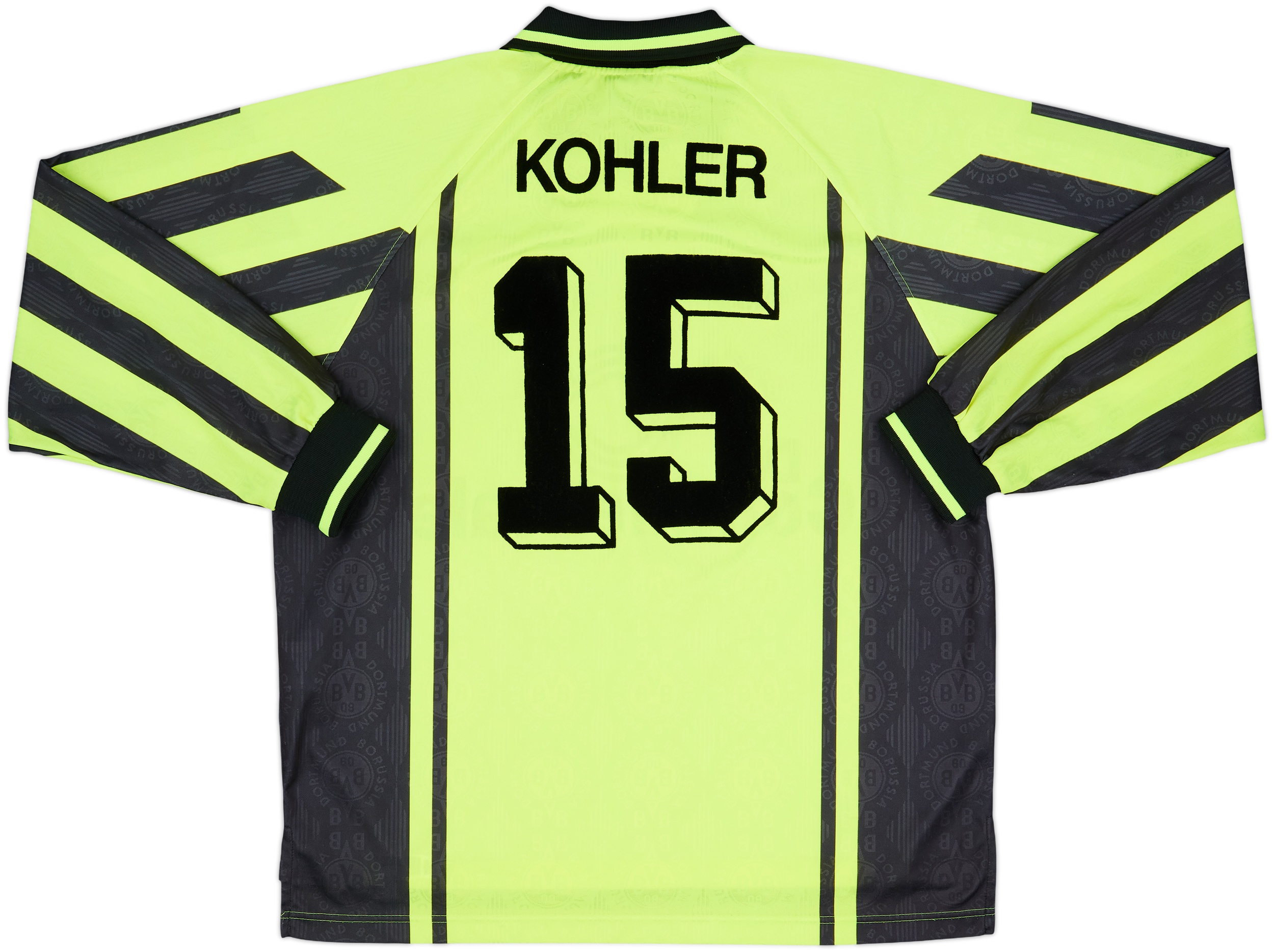 1996-97 Borussia Dortmund Home L/S Shirt Kohler #15 - 8/10 - (XXL)