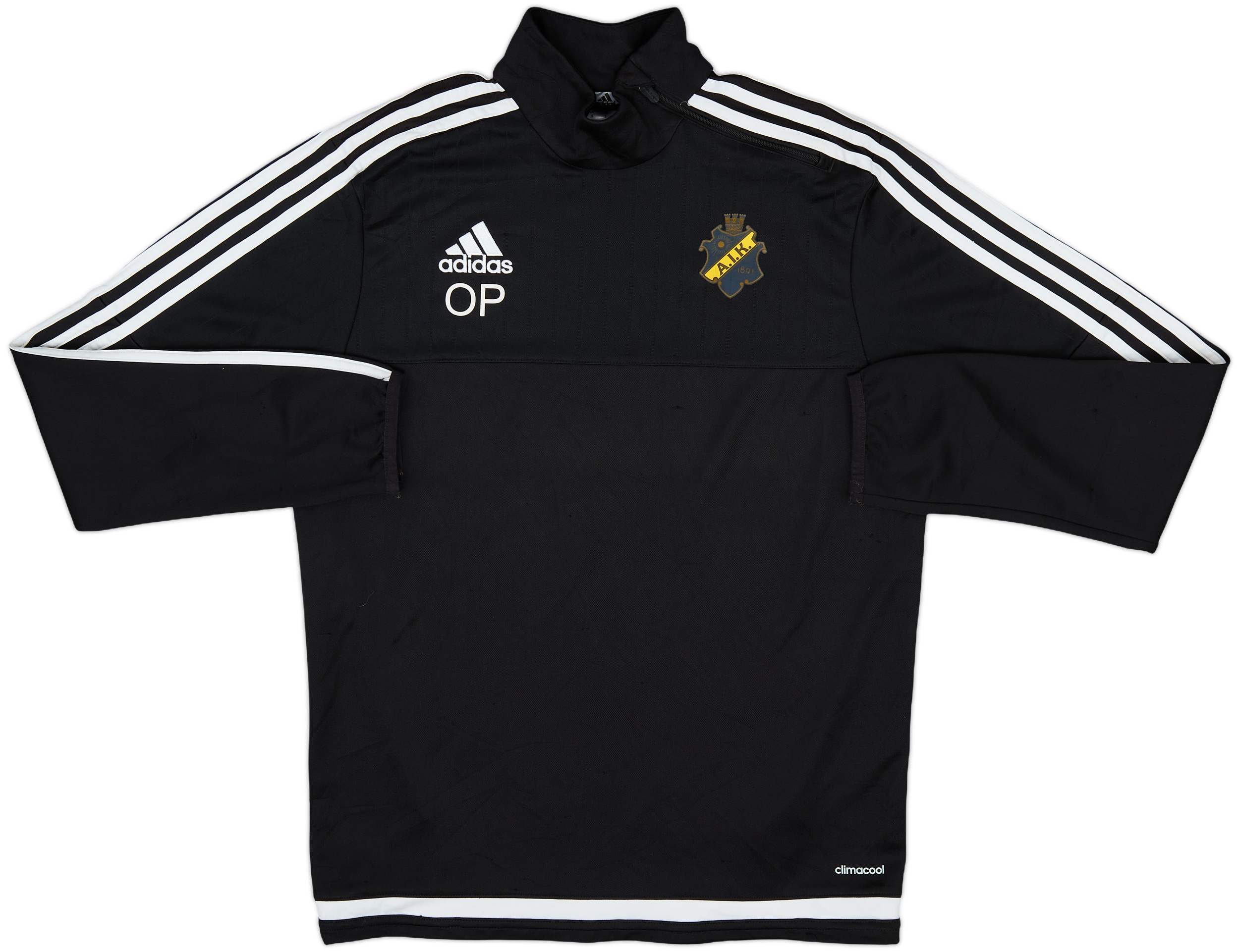 2014 AIK Stockholm Staff Issue adidas 1/4 Zip Drill Top OP - 8/10